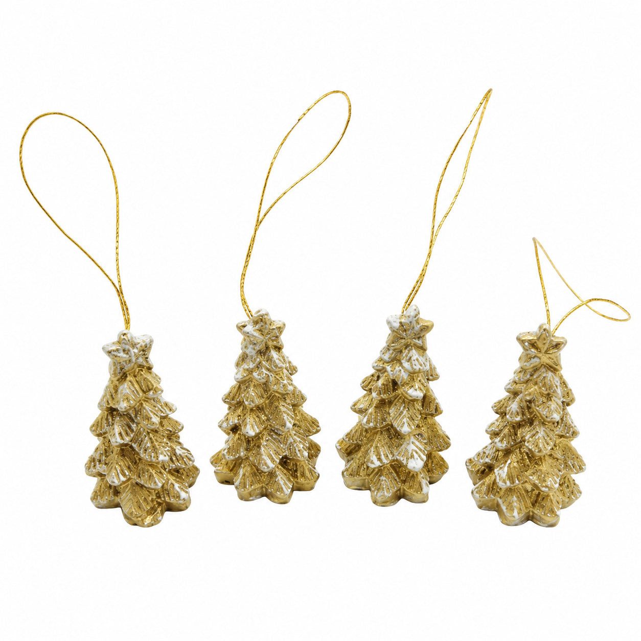 Logbuch-Verlag Baumbehang Anhänger Tannenbaum Gold 4er Set – Poly, 4,5 cm für kleine Bäume