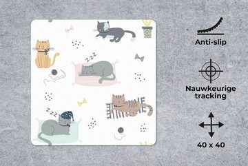 MuchoWow Gaming Mauspad Katzen - Haustiere - Muster (1-St), Mousepad mit Rutschfester Unterseite, Gaming, 40x40 cm, XXL, Großes