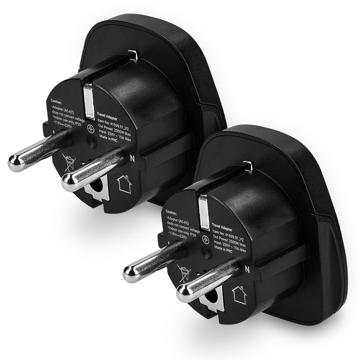 kwmobile 2x UK auf DE Schuko Reiseadapter - Typ F für Typ G Stecker Adapter, 5.20 cm