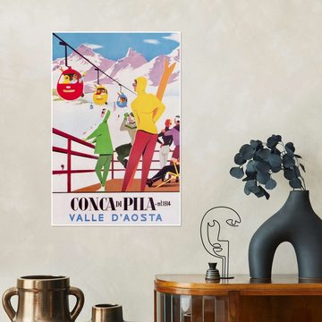 Posterlounge Poster Vintage Ski Collection, Conca di Pila (italienisch), Vintage Illustration