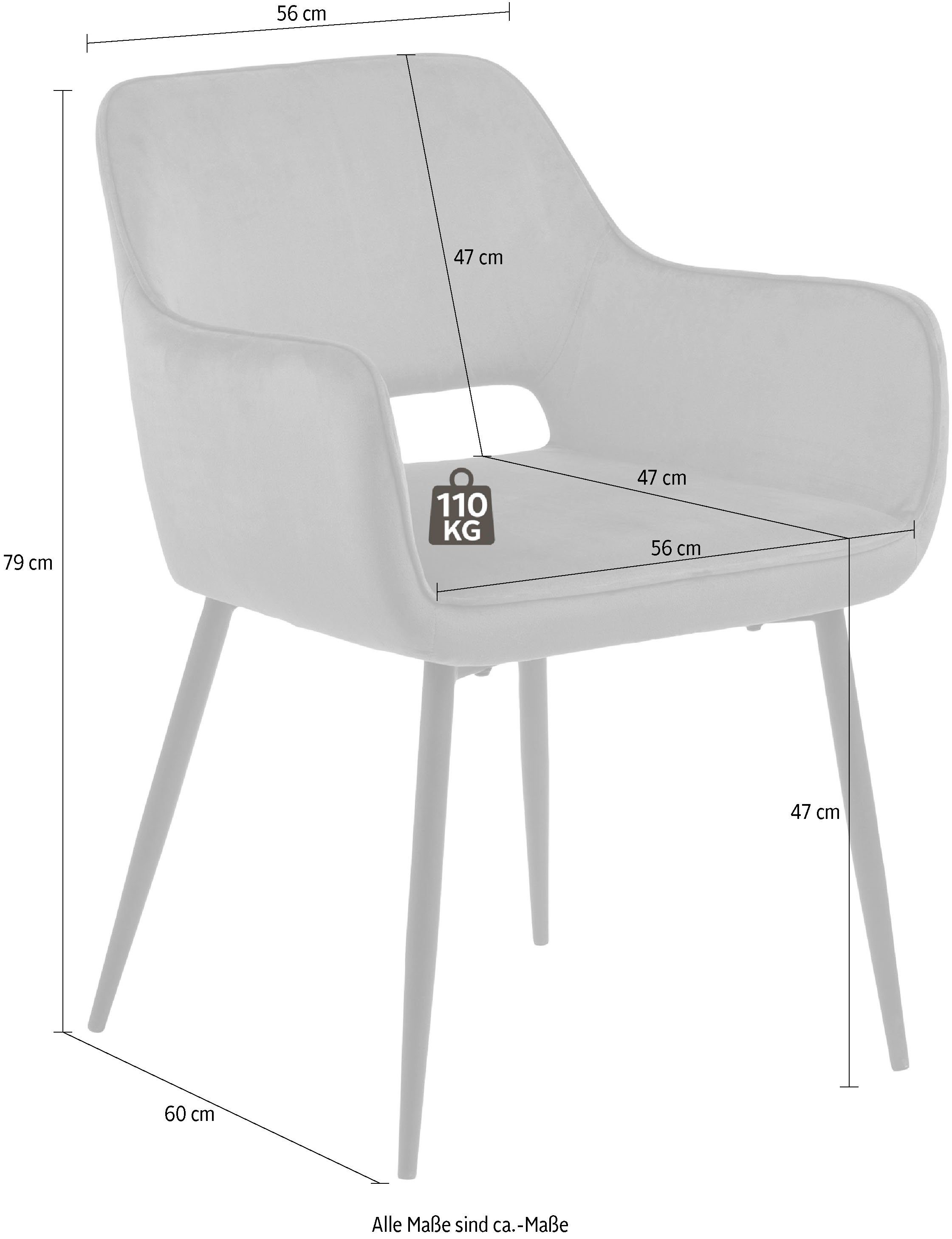 2er Sitzhöhe 47 Esszimmerstuhl cm und Armlehnen, Ranja, GROUP Metallbeine ACTONA Set,