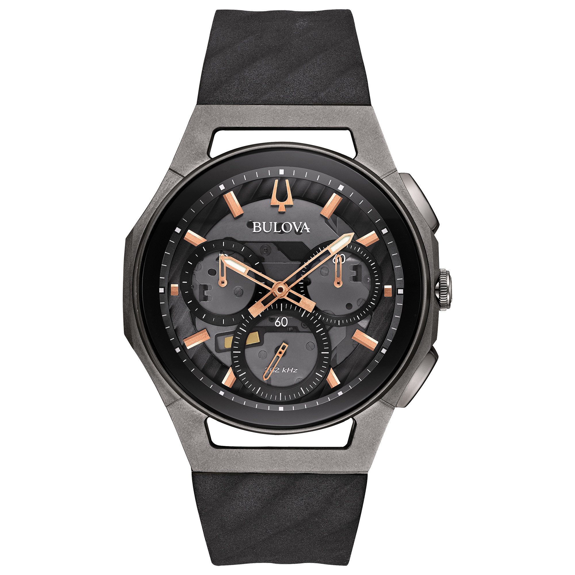Bulova Chronograph Curv 98A162, Armbanduhr, Quarzuhr, Herrenuhr, Titan, Saphirglas, Leuchtzeiger