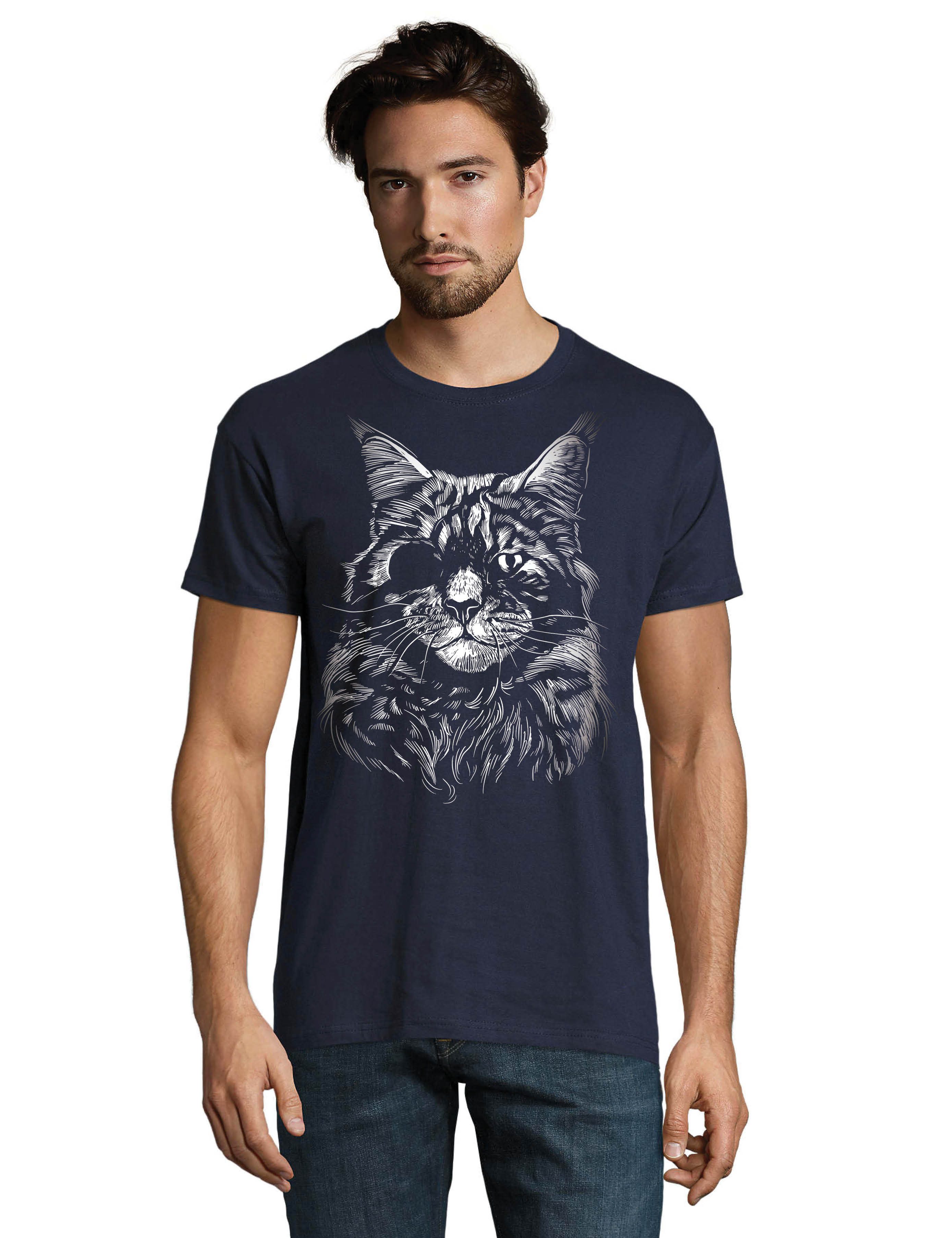 Youth Designz Print-Shirt "Katze Augenklappe" Herren T-Shirt Lustigen Print Statement Geschenk mit witzigen und stylischen Aufdruck für Männer