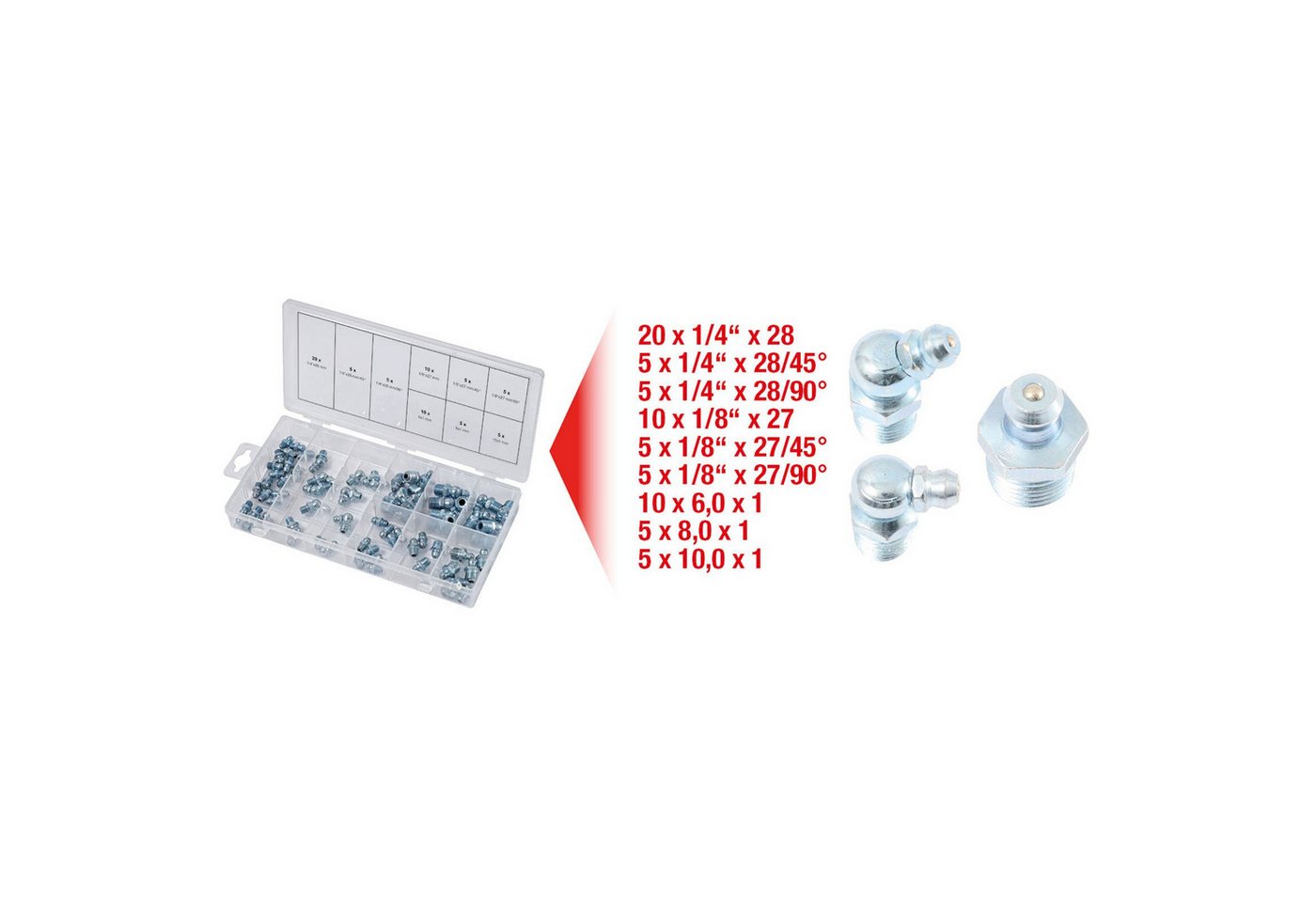 Thumbnail - KS Tools Montagewerkzeug KS TOOLS Sortiment Schmiernippel metrisch & Zoll 70tlg. - 970...