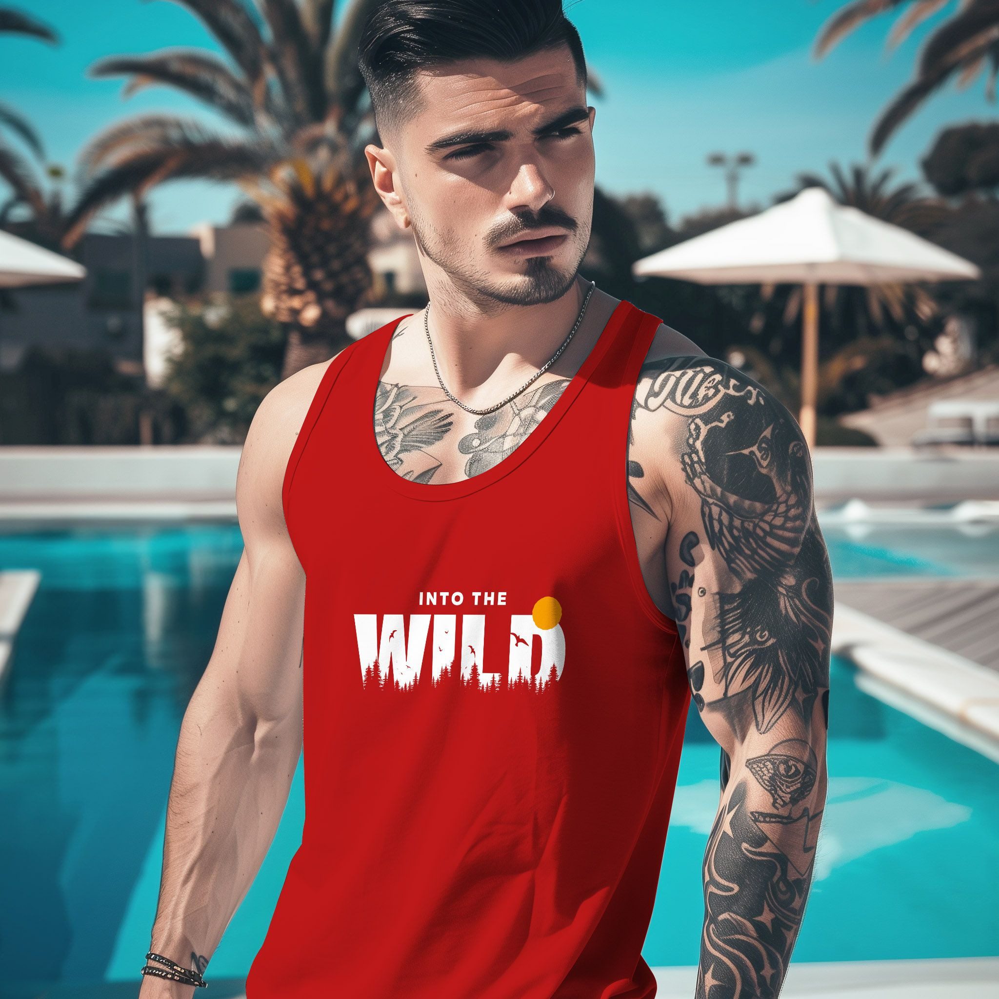 Neverless Tanktop Herren Tank-Top Brustprint Bedruckt Into the Wild Schriftzug Outdoor mit Print – Bild 3 von 5