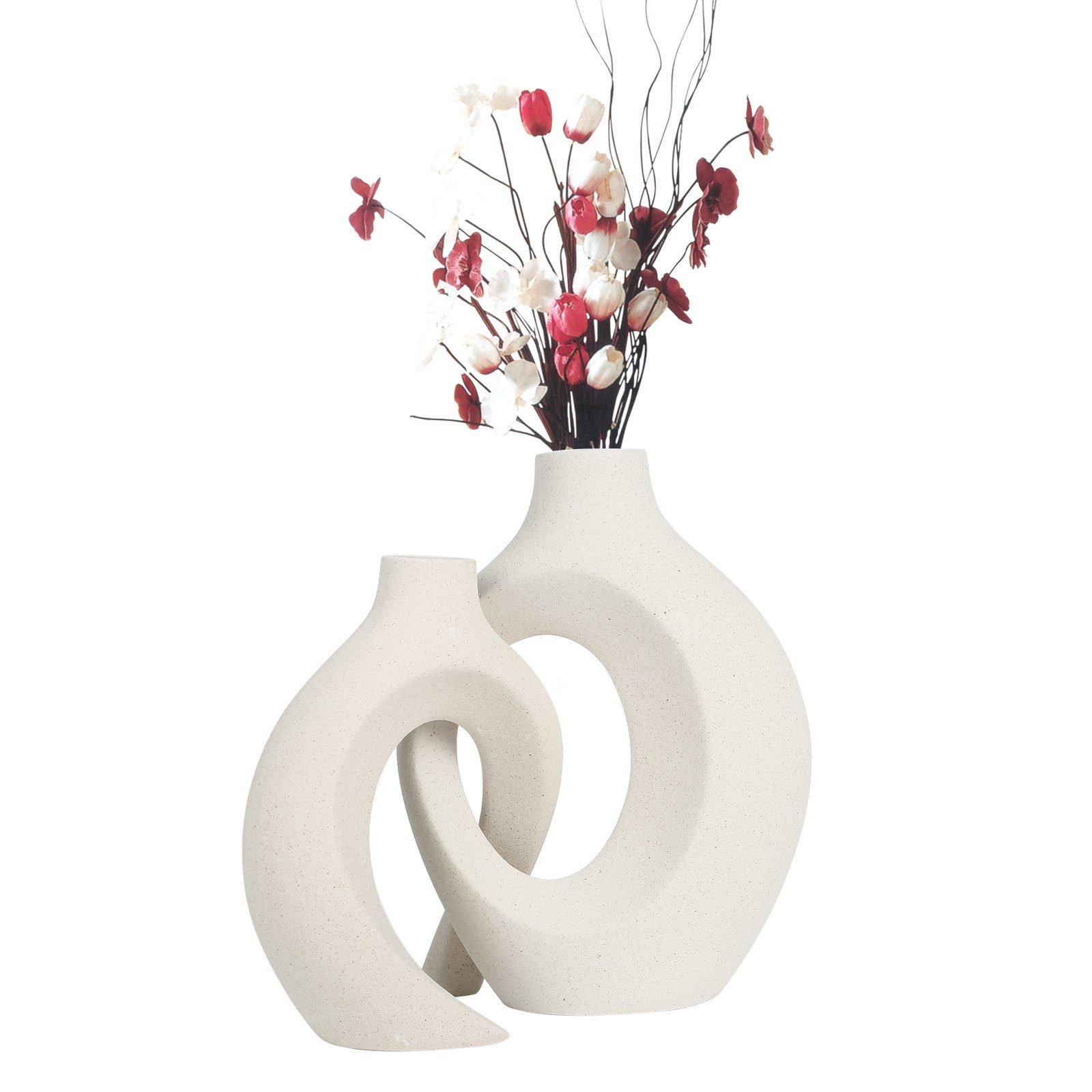 Keramisches Keramik Vasen-Set im TWSOUL Weiß, europäischen Stil Dekovase in