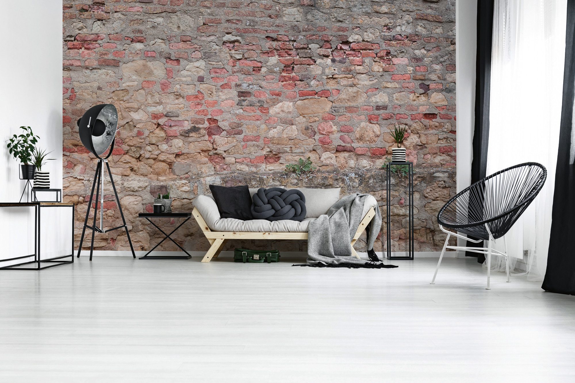 A.S. Création Vliestapete Fototapete Alte Backsteinmauer Rot Beige Rustikal, strukturiert, matt, (1 St)