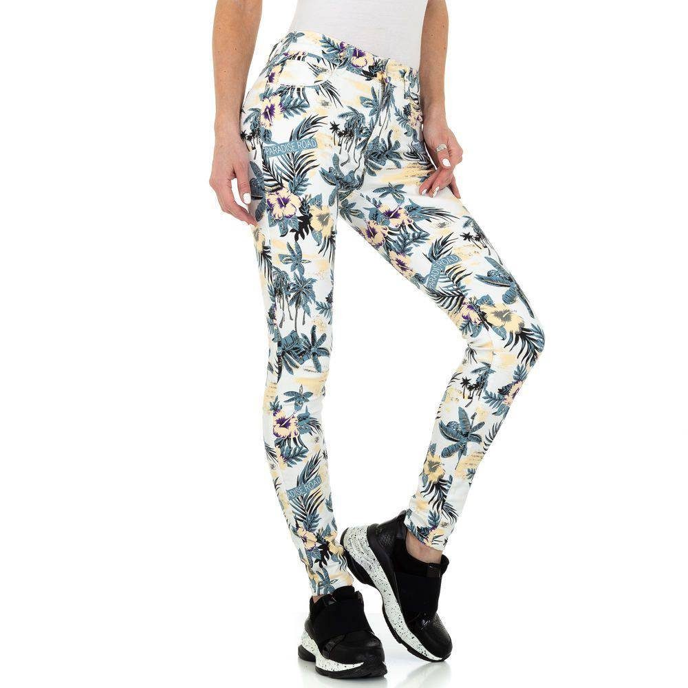 Ital-Design Skinny-fit-Jeans Damen Freizeit Print Stretch Skinny Jeans in Weiß