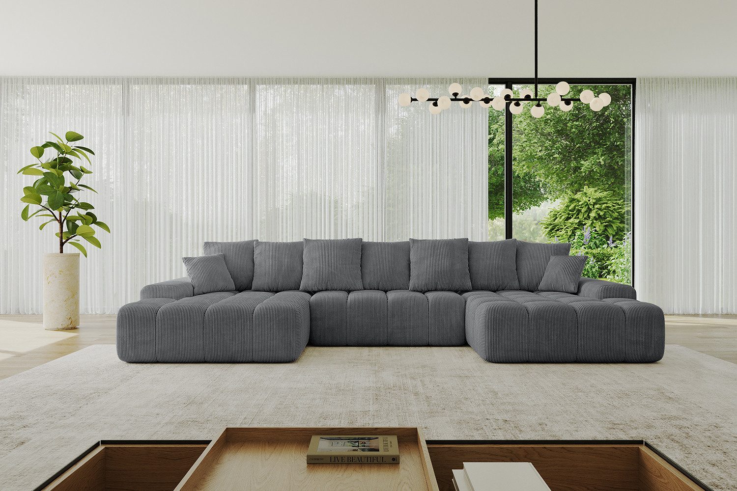 ALTDECOR Wohnlandschaft ENSI-U, Sofa Praktische Bequeme Funktionsecke Couch L-Form Eckcouch, Corner Sofa L-Form Vielseitige Sofa Wohnlandschaft Wohnzimmer