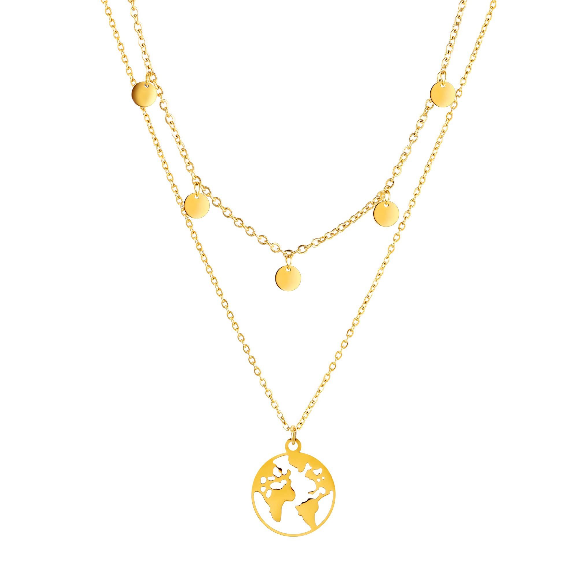 Kim Johanson Schmuckset Plättchen & Weltkarte, 2 x Ketten Set günstig online kaufen