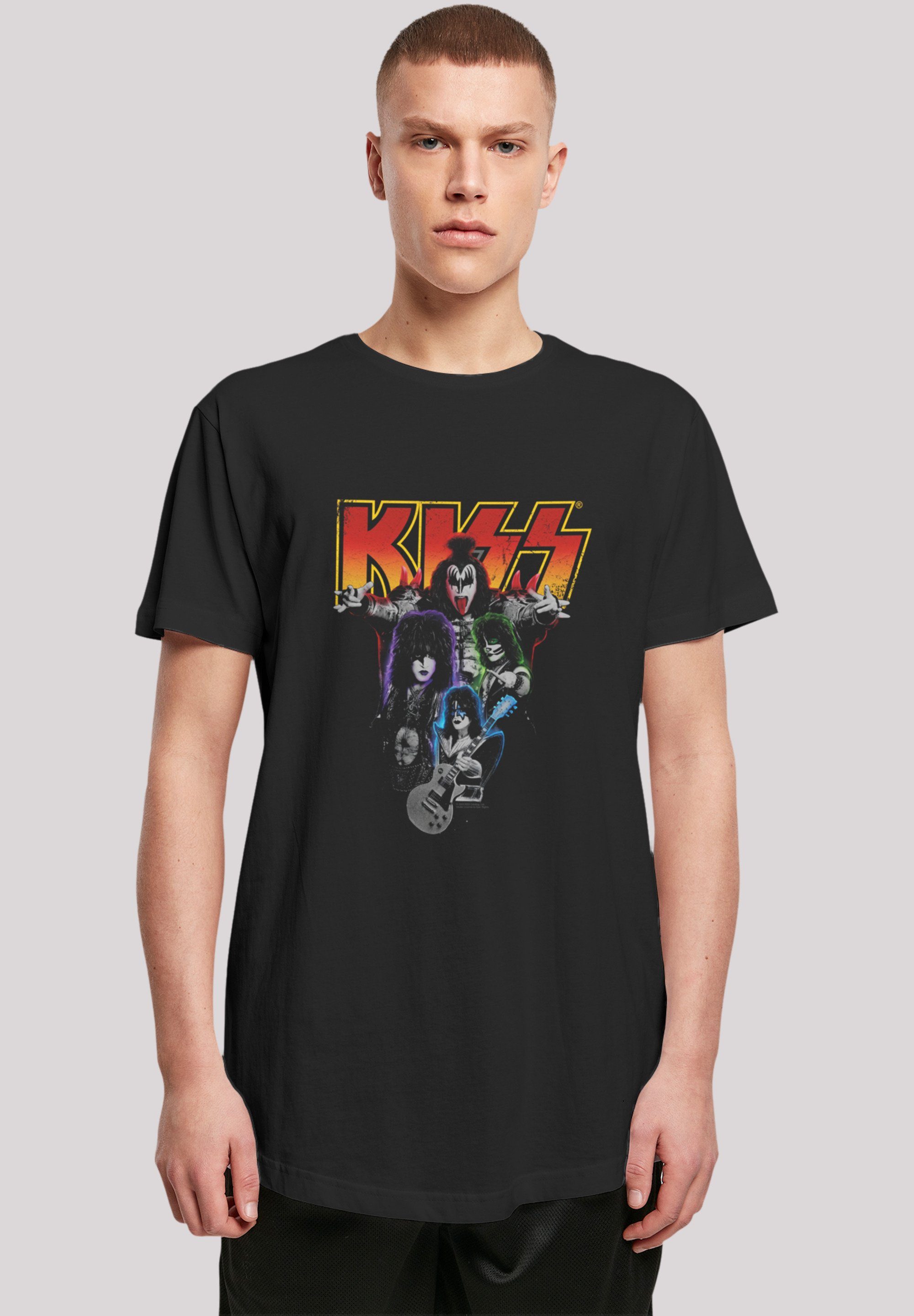 F4NT4STIC T-Shirt Kiss Rock Band Off Rock Premium Qualität, Neon By Musik