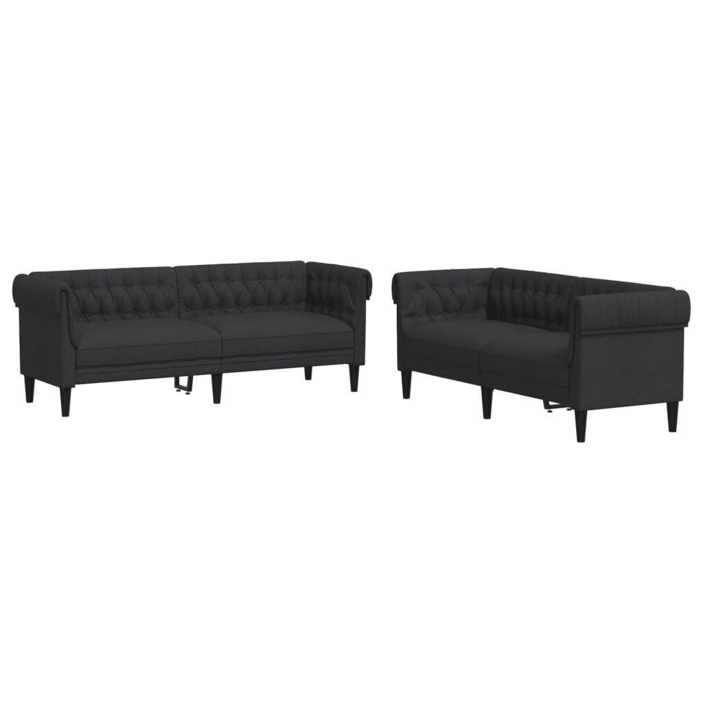 vidaXL Sofa 2-tlg. Sofagarnitur Schwarz Stoff günstig online kaufen