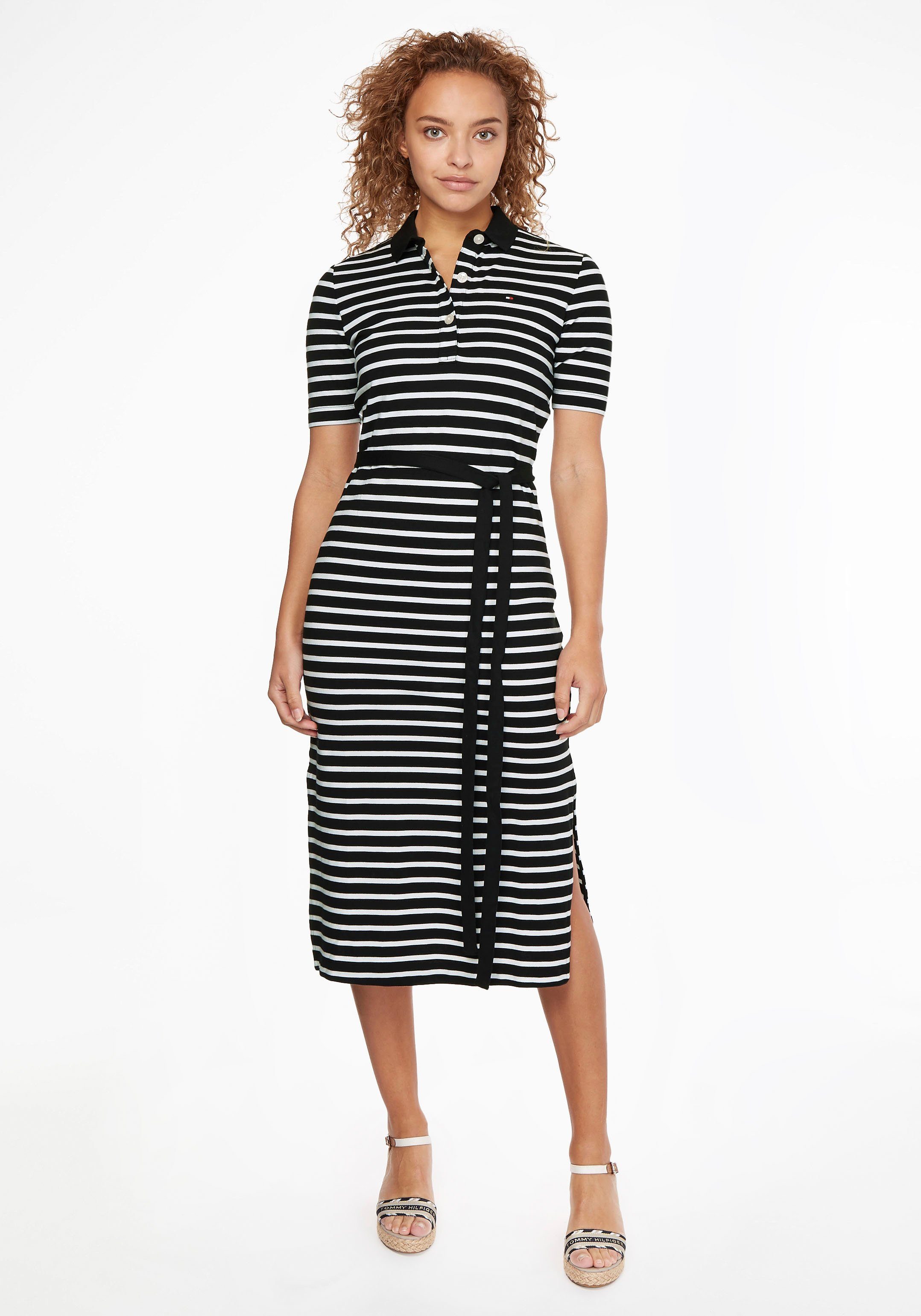 Tommy Hilfiger Polokleid »BRETON REGULAR MIDI POLO DRESS« mit Bindegürtel  online kaufen | OTTO