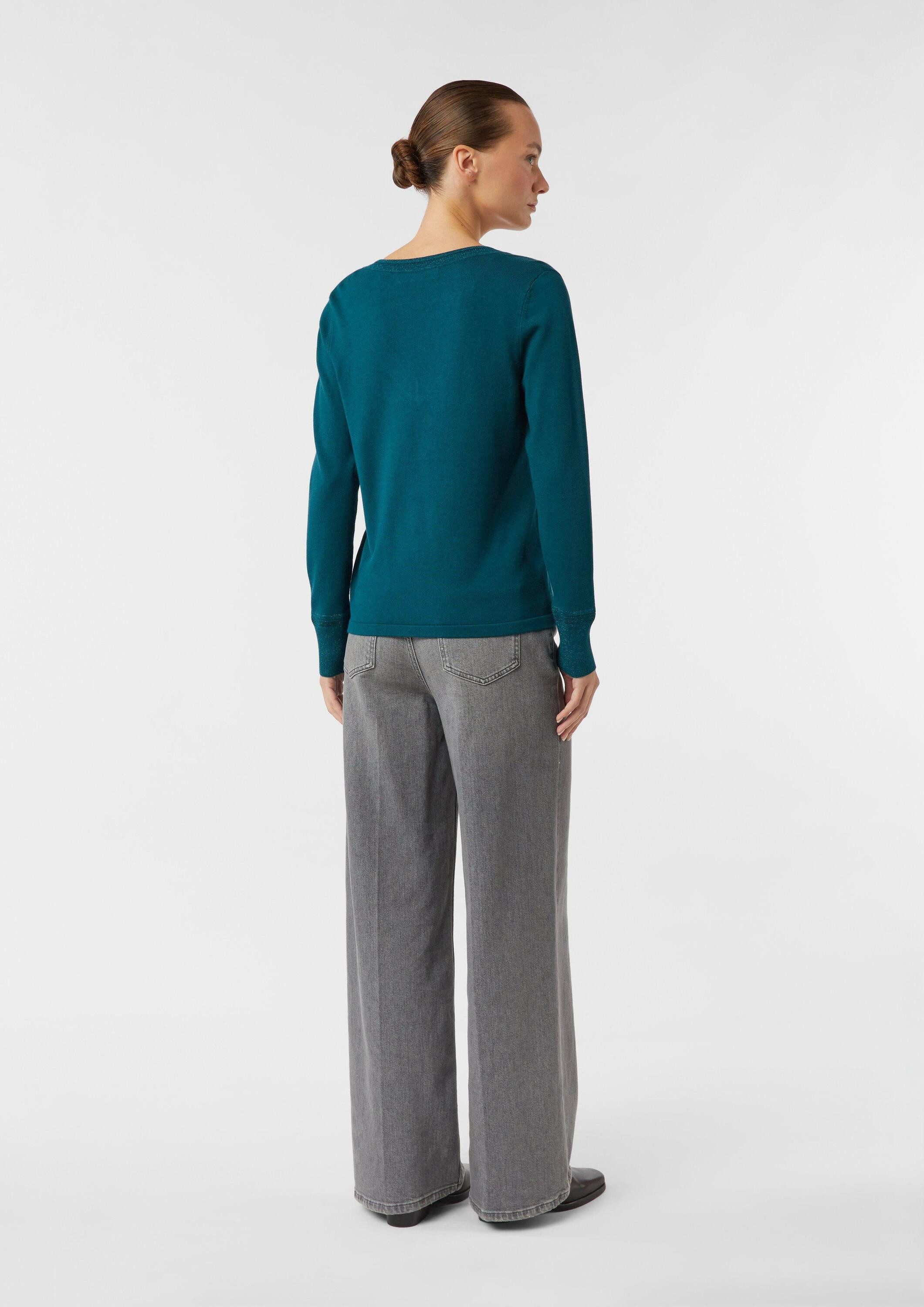 comma Longpullover Strickpullover Feinstrickpullover mit Glitzergarn-Details