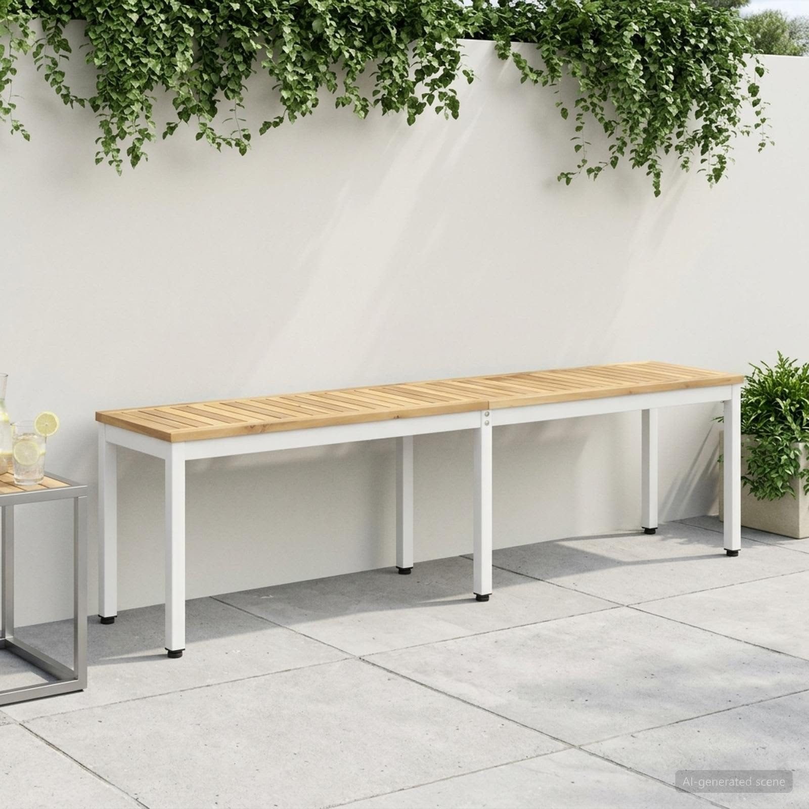 vidaXL Gartenbank Gartenbank 161 x 35 x 45 cm Massivholz Weiß Rechtwinklig (1-St)