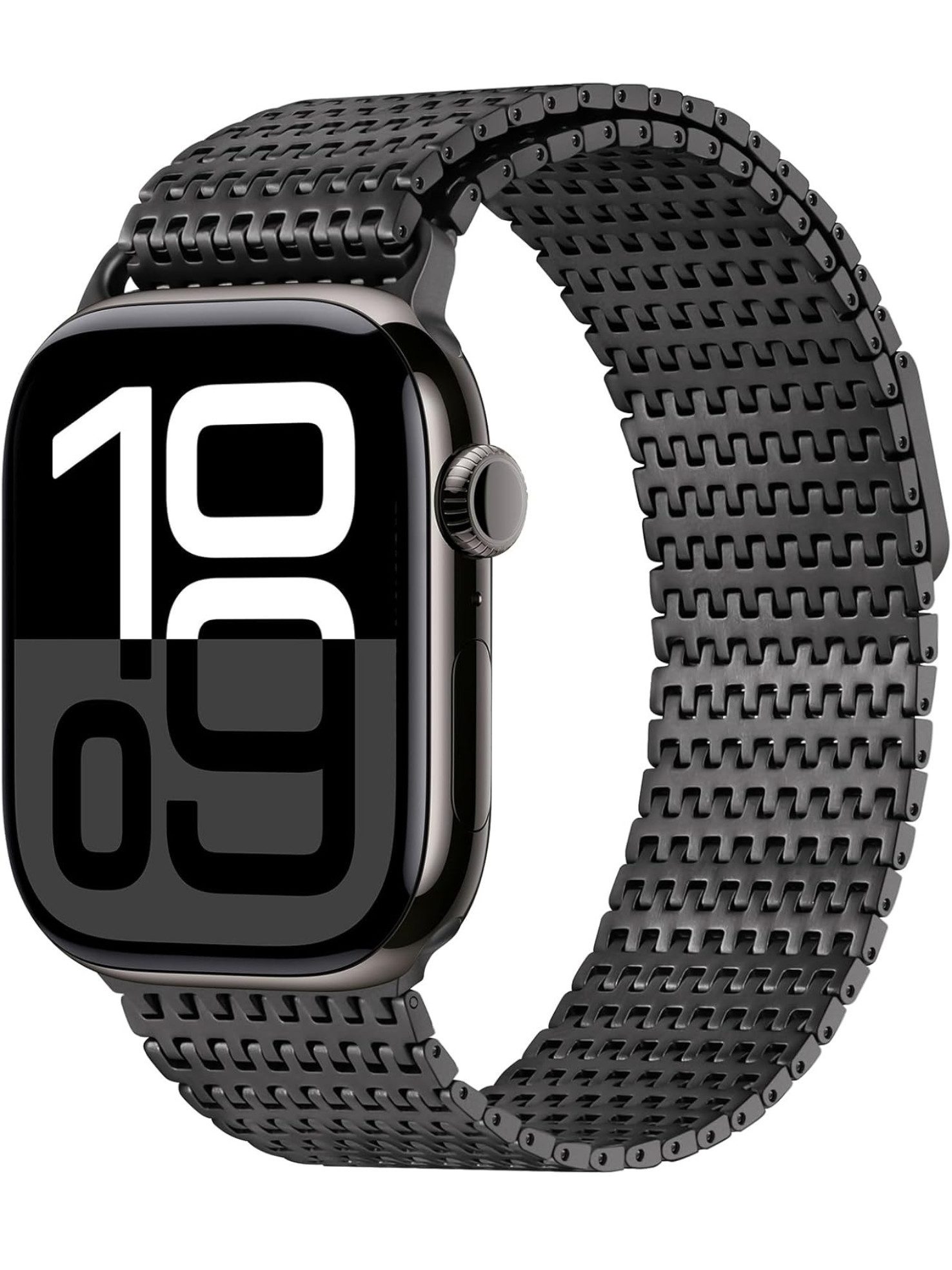 S&T Design Smartwatch-Armband Edelstahl Armband für Apple Watch Magnetisch Metall Ersatzarmband, Milanaise Kompatibel mit Apple Watch 38/40/41/42/44/45/46/49 Titan