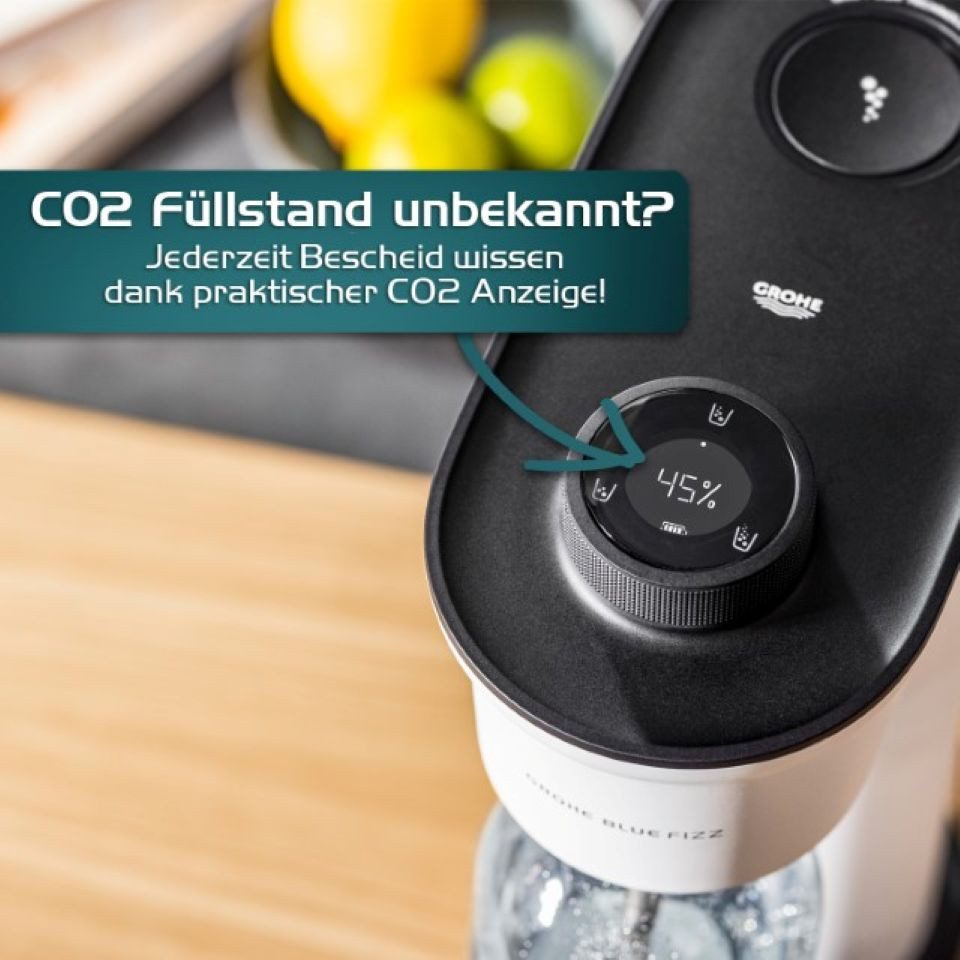 Grohe Wassersprudler Blue Fizz Wassersprudler, Advanced Starter Set, weiß (31945L00)