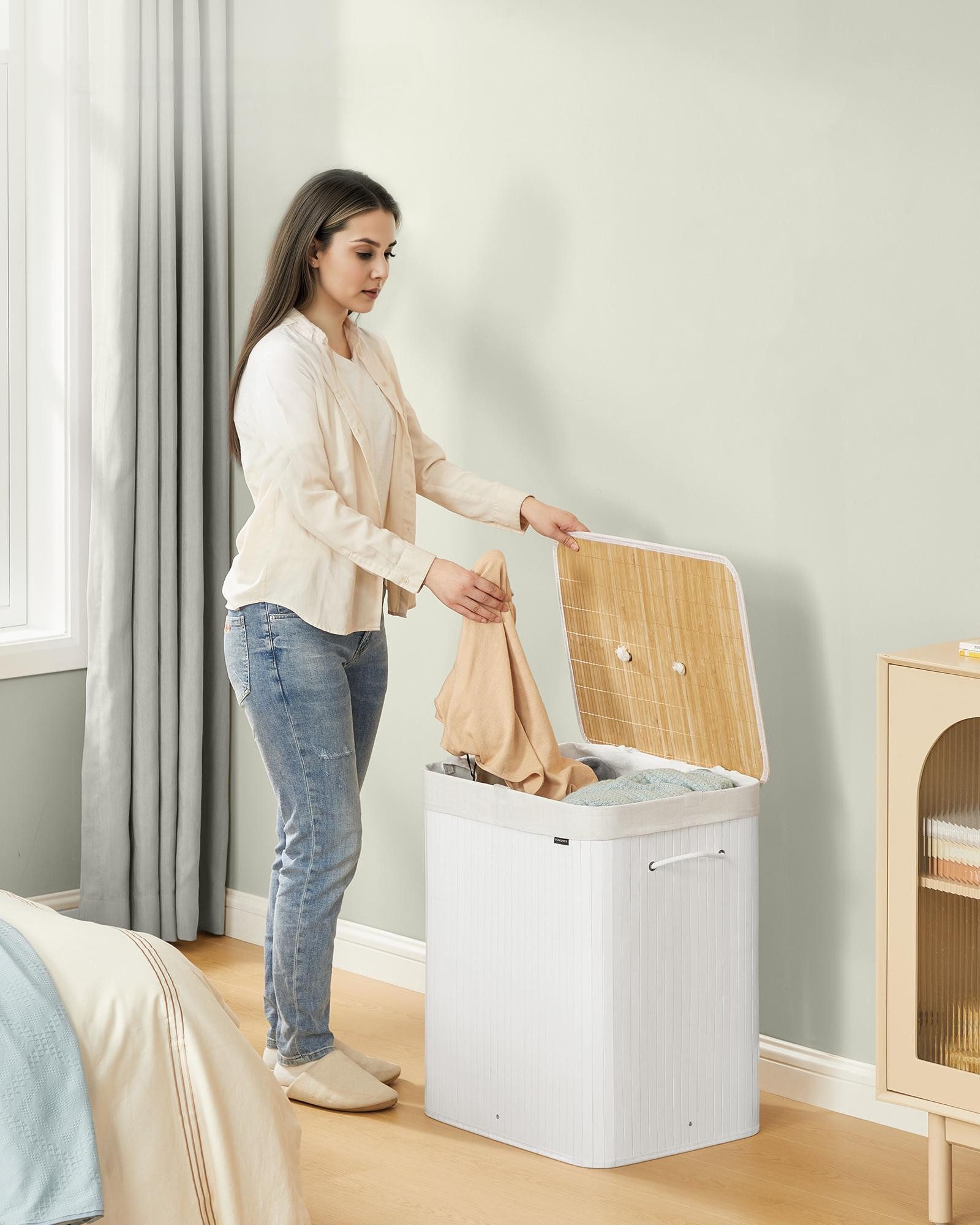 SONGMICS Wäschekorb, mit Deckel, 120 L, günstig online kaufen