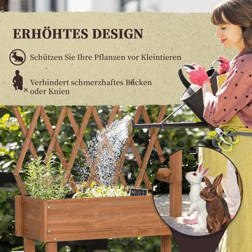 Outsunny Hochbeet Pflanzkübel mit Rollen (Pflanzkasten, 1 St., Blumenkasten), für Garten, Balkon, Braun