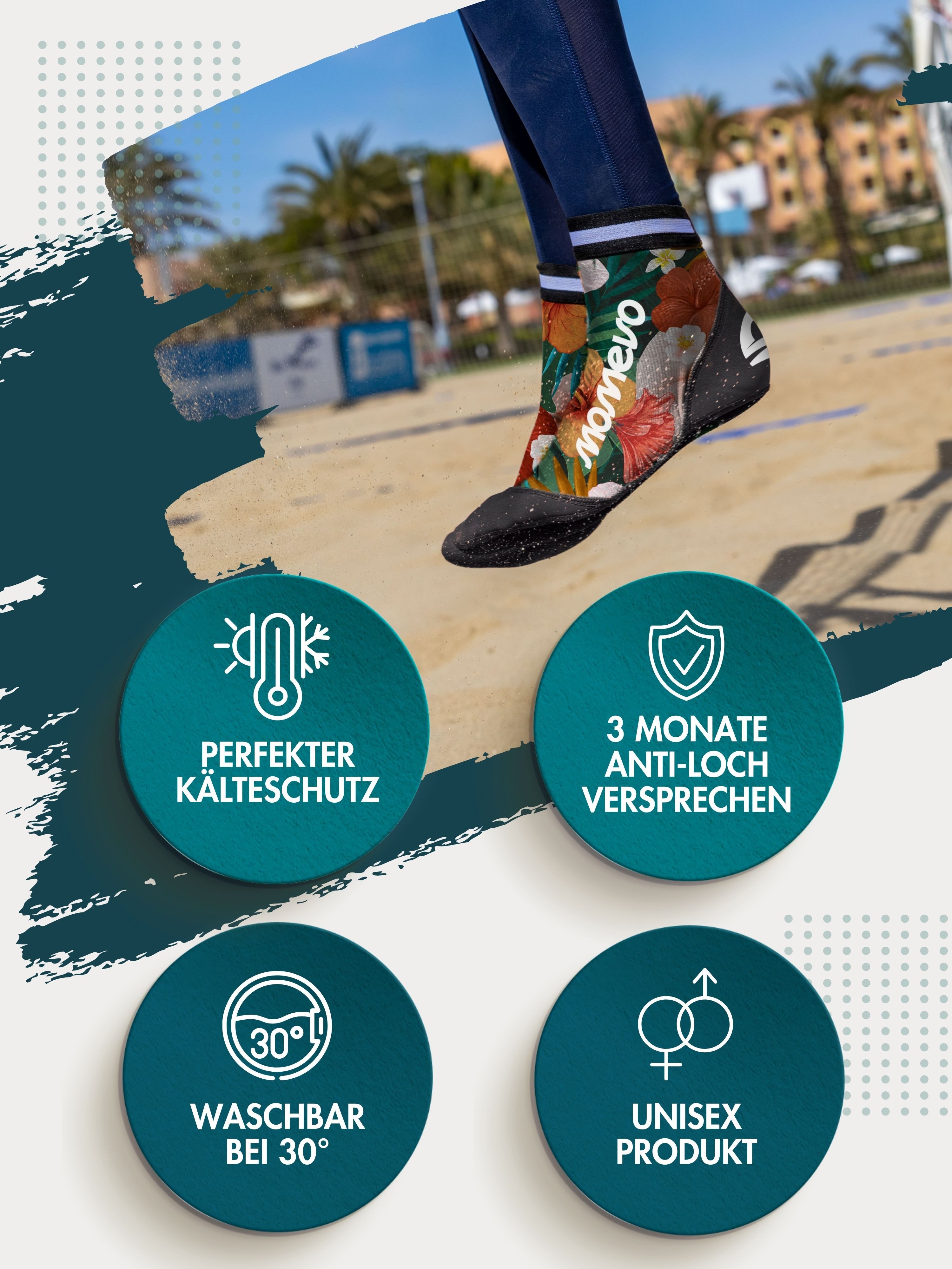 Momevo Neoprensocken Beachvolleyball Socken aus Neopren Schützende Beachsocken Herren Damen weich, leicht, robust