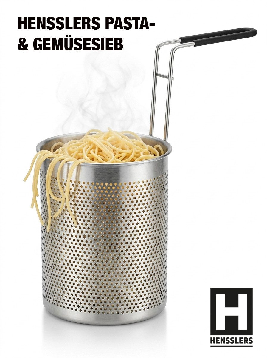 HENSSLERS Kochtopf HENSSLERS Edelstahl-Topf-Set inkl. Grillzange & Pastasieb, Edelstahl (Set, 7-tlg) – Bild 4 von 5