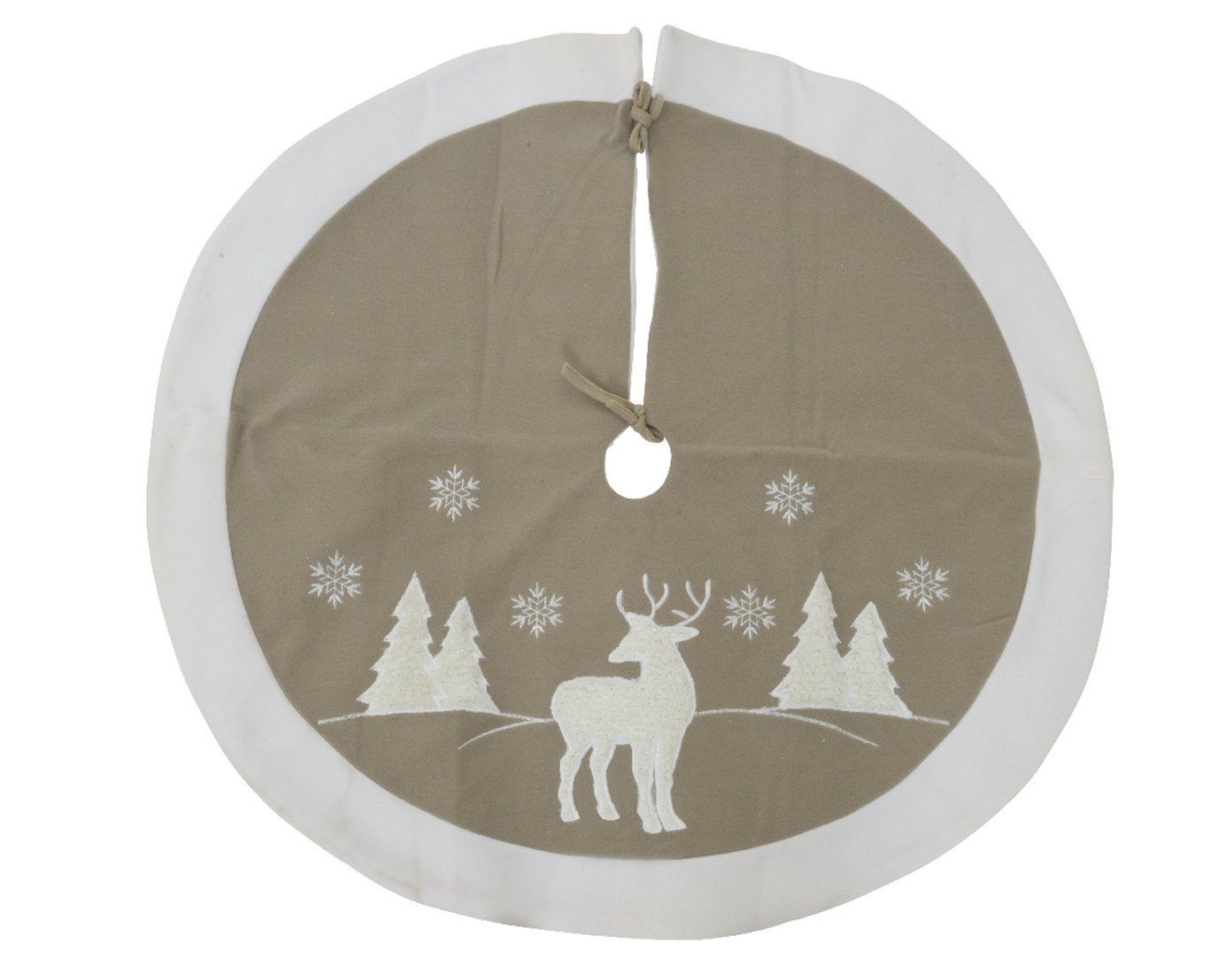Weihnachtsbaumdecke, decorations mit Decoris season beige / weiß Motiv 90cm Hirsch Weihnachtsbaumdecke natur