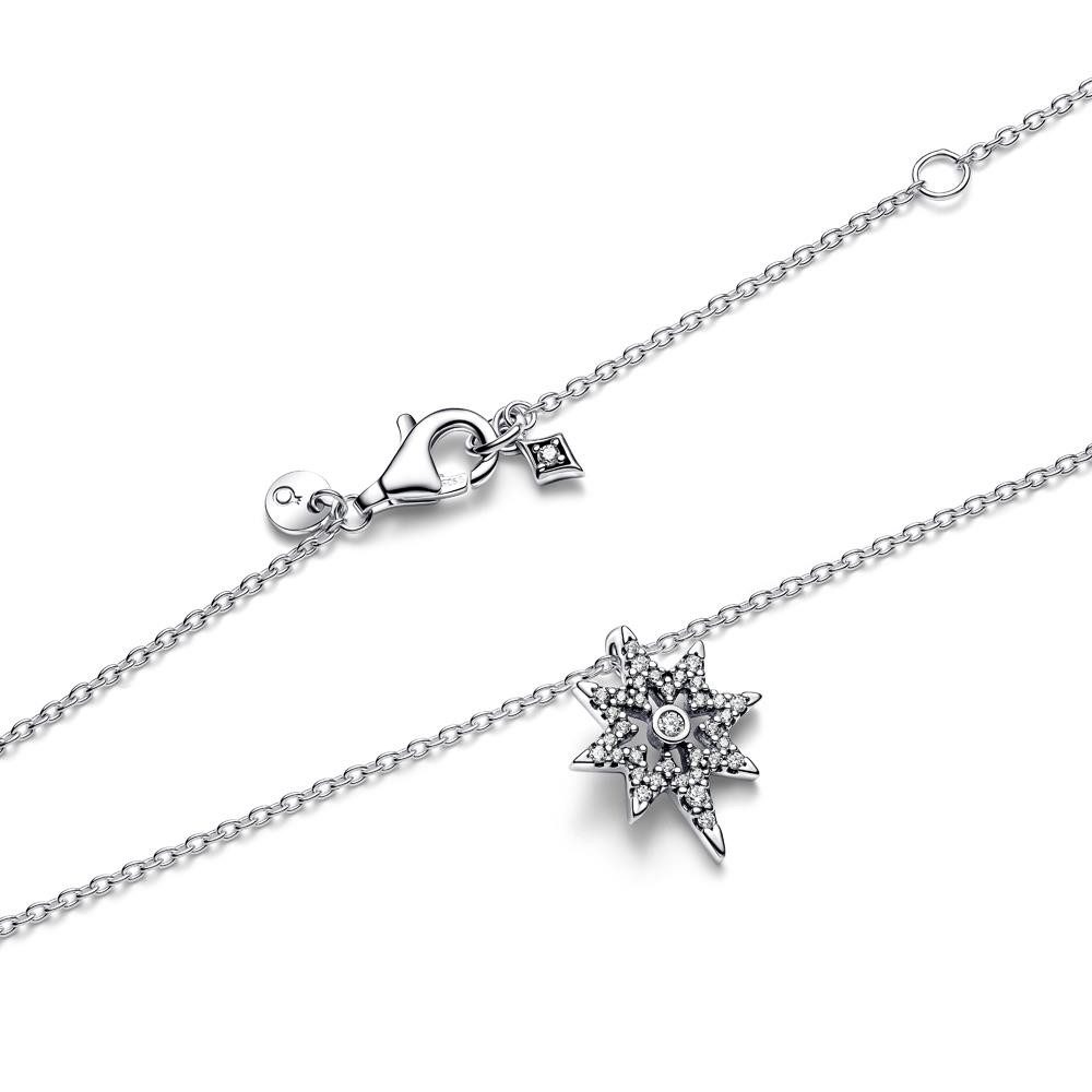 Pandora Kette mit Anhänger PANDORA Polarstern Kette für Damen aus 925er Silber, Zirkonia