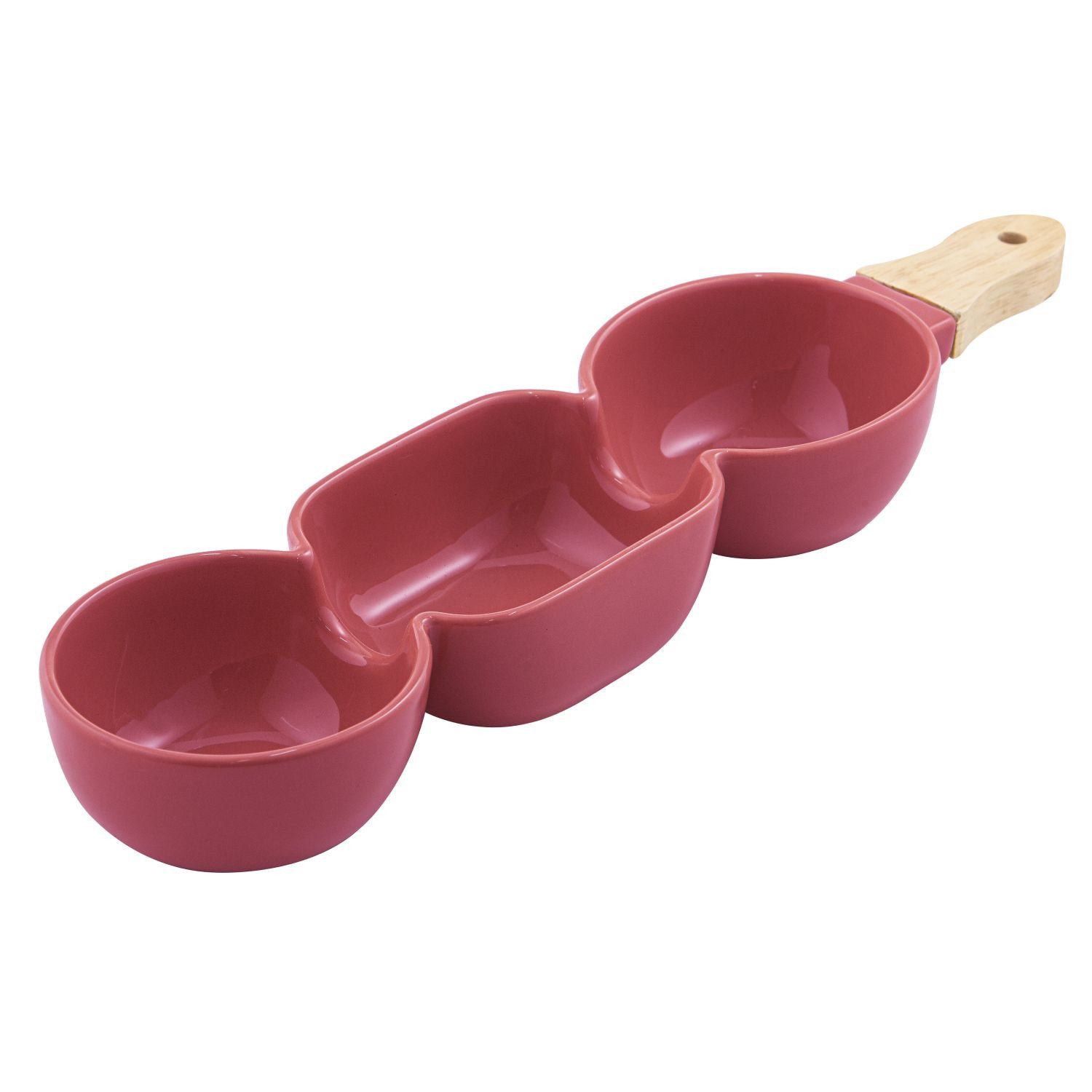 Ladelle Servierschale Alto Serve & Share Servierstick 3-teilig Burgunderrot, Porzellan, Gummibaumholz