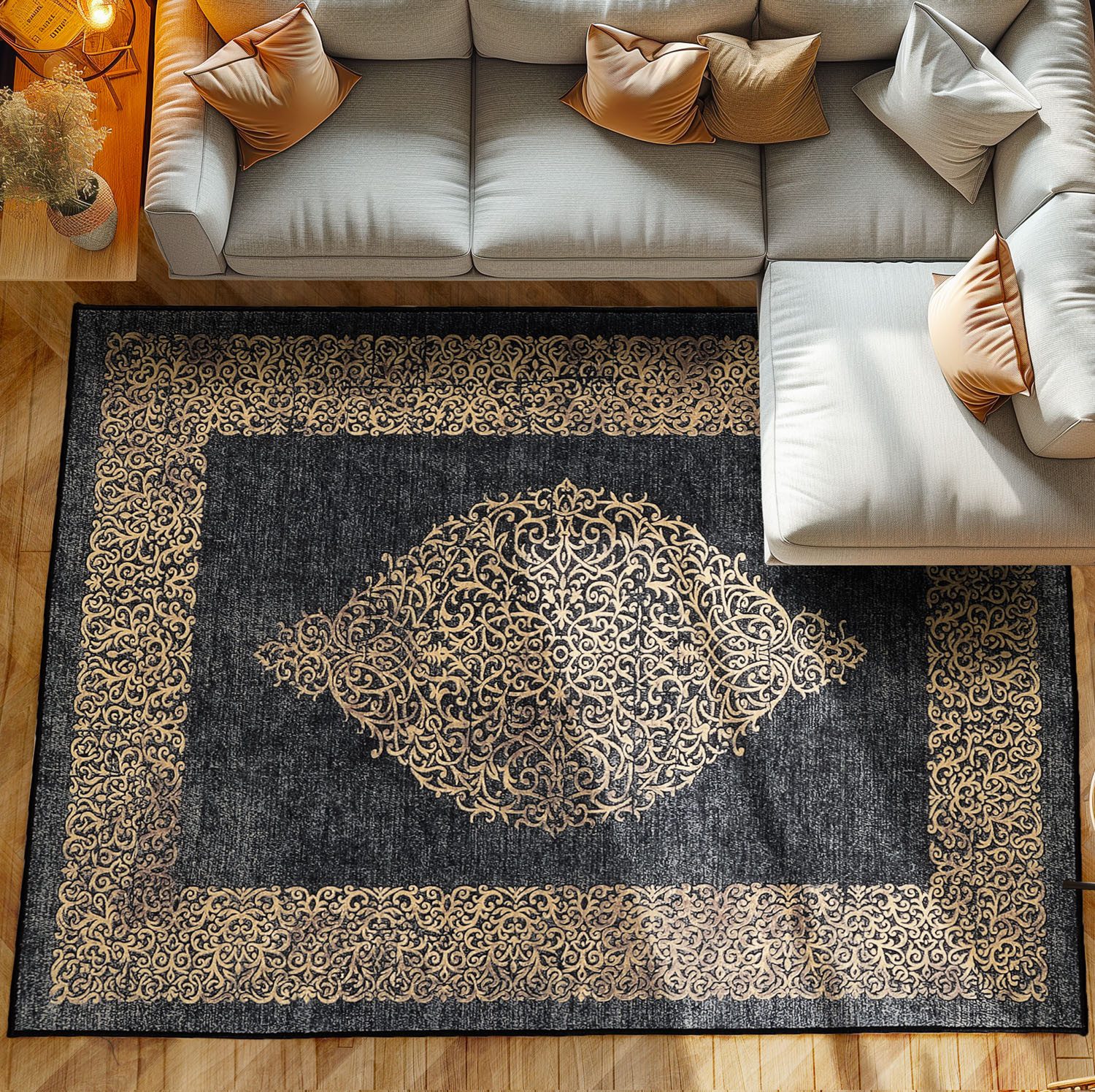 SIMPEX24 Designteppich Barock Design, Läufer, Höhe: 7 mm, Waschbarer Teppic günstig online kaufen