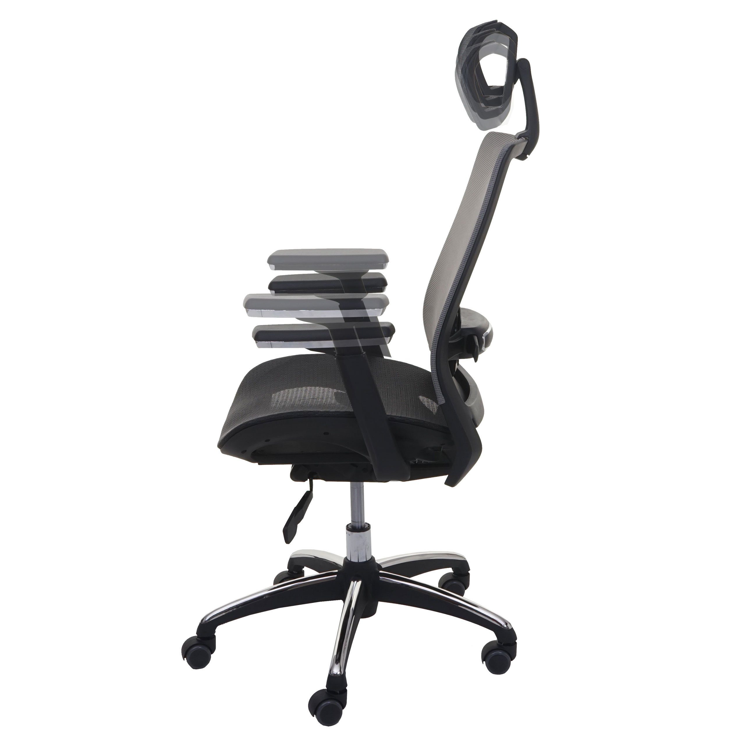 MCW Schreibtischstuhl MCW-A20, In der schwarz-grau anpassbar verstellbare Sitzfläche, Lendenwirbelstütze Tiefe