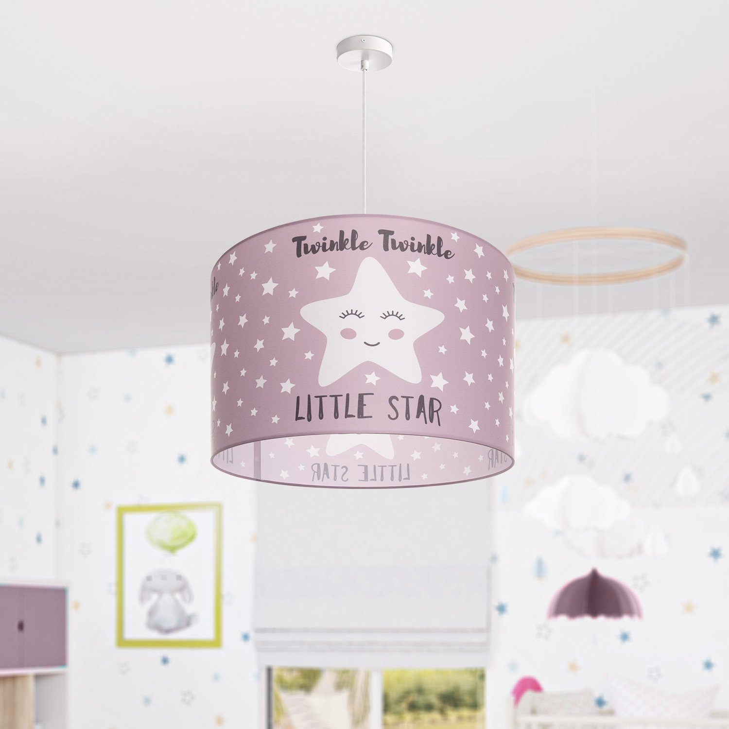 Paco Home ohne 105, Motiv Kinderzimmer Deckenlampe Leuchtmittel, Pendelleuchte Aleyna LED Sternen Kinderlampe E27