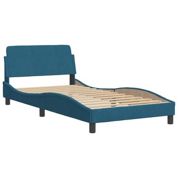 vidaXL Bett Bett mit Matratze Blau 100x200 cm Samt
