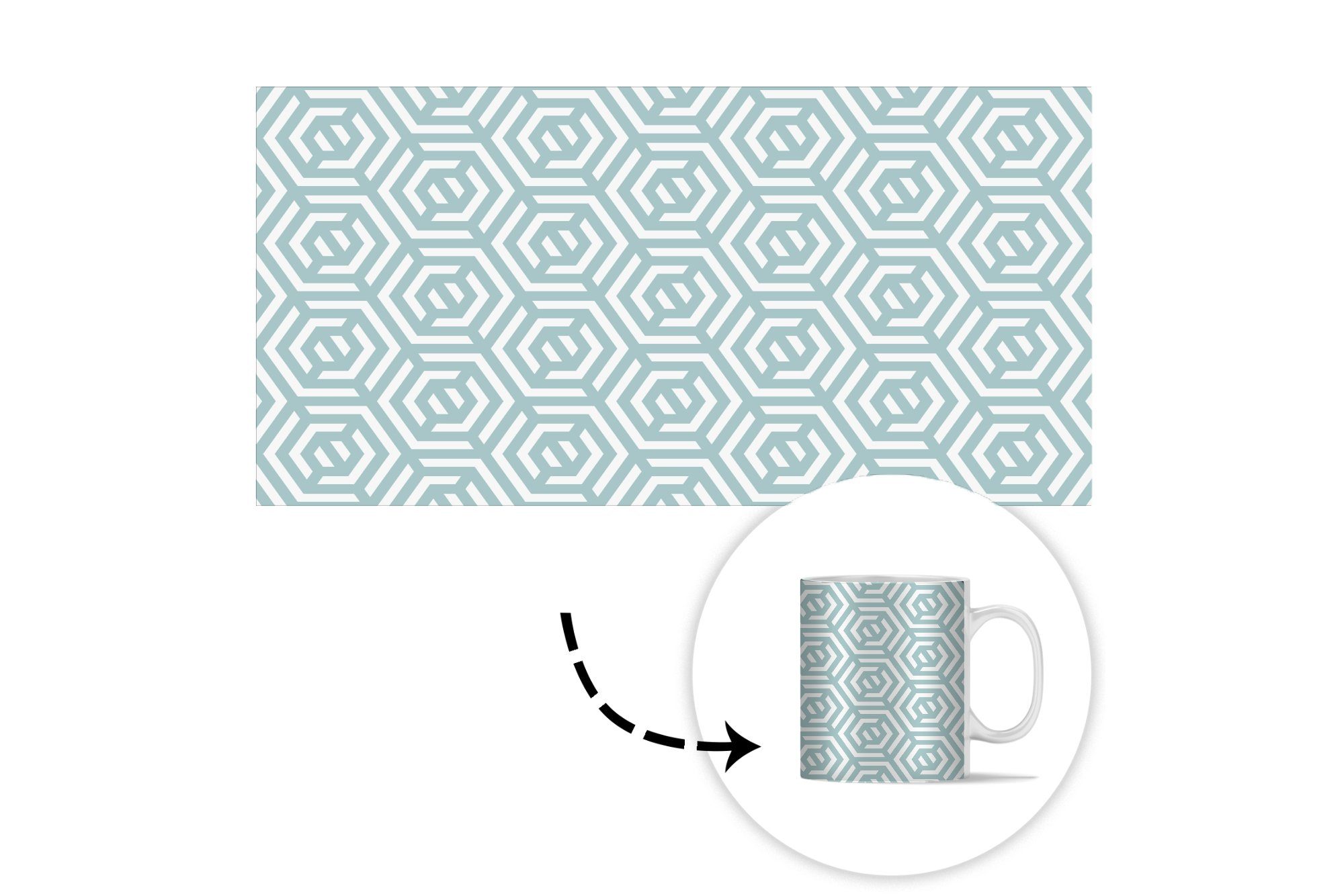 Abstrakt Geometrie, Becher, Tasse Teetasse, Keramik, - Kaffeetassen, Teetasse, - Geschenk - Grün MuchoWow Muster