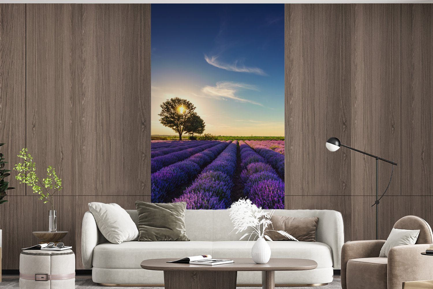 - Matt, Küche, Vliestapete Fototapete Lavendel für MuchoWow (2 Fototapete Wohnzimmer Sonne Schlafzimmer Baum - Blumen - bedruckt, - Lila, St),