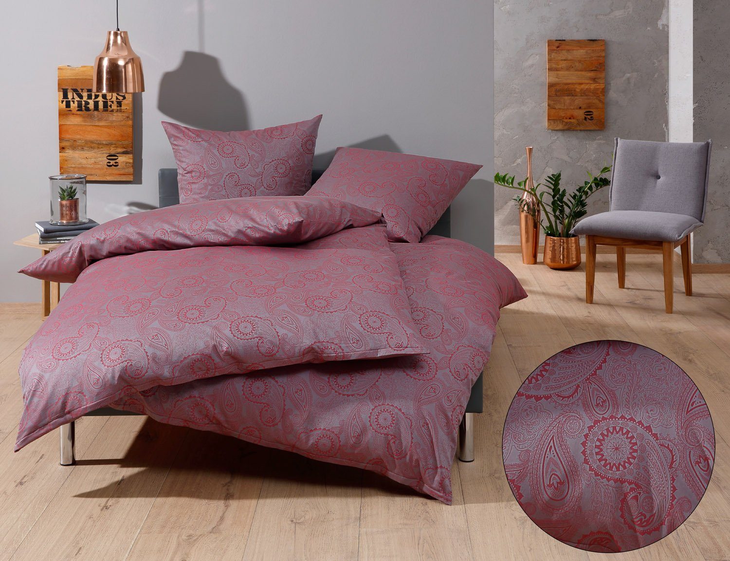 BETTWAESCHE-MIT-STIL Bettwäsche Mako-Satin Damast Paisley Bettwäsche günstig online kaufen
