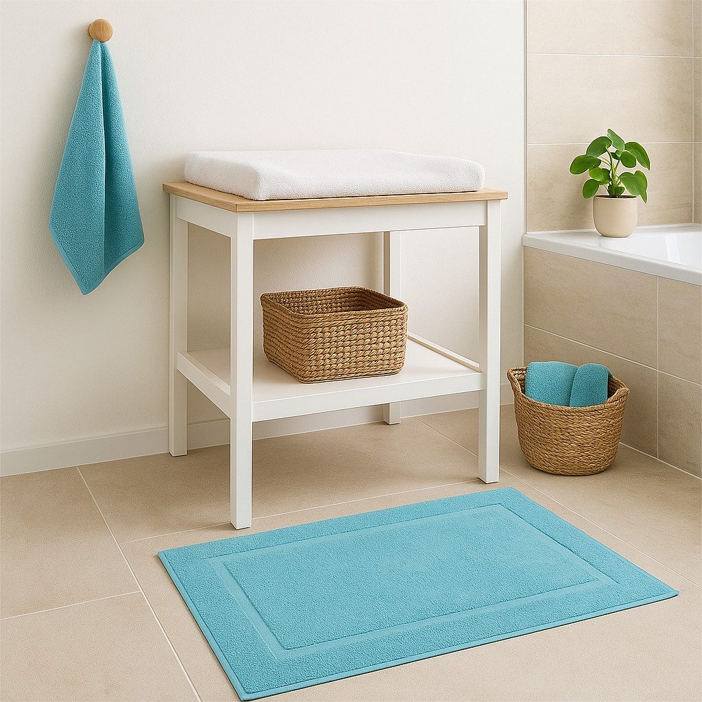 Betz Badematte 2 Stück Badvorleger Premium Badteppich Größe 50x70 cm, unbeschichtet, beidseitig nutzbar, beidseitig nutzbar, Baumwolle, Qualität 650g/m²