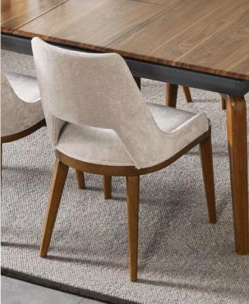 JVmoebel Stuhl Esszimmerstuhl Stuhl Küchenstuhl Lehnstuhl Holz Stoff Modern (1 St), Made in Europe