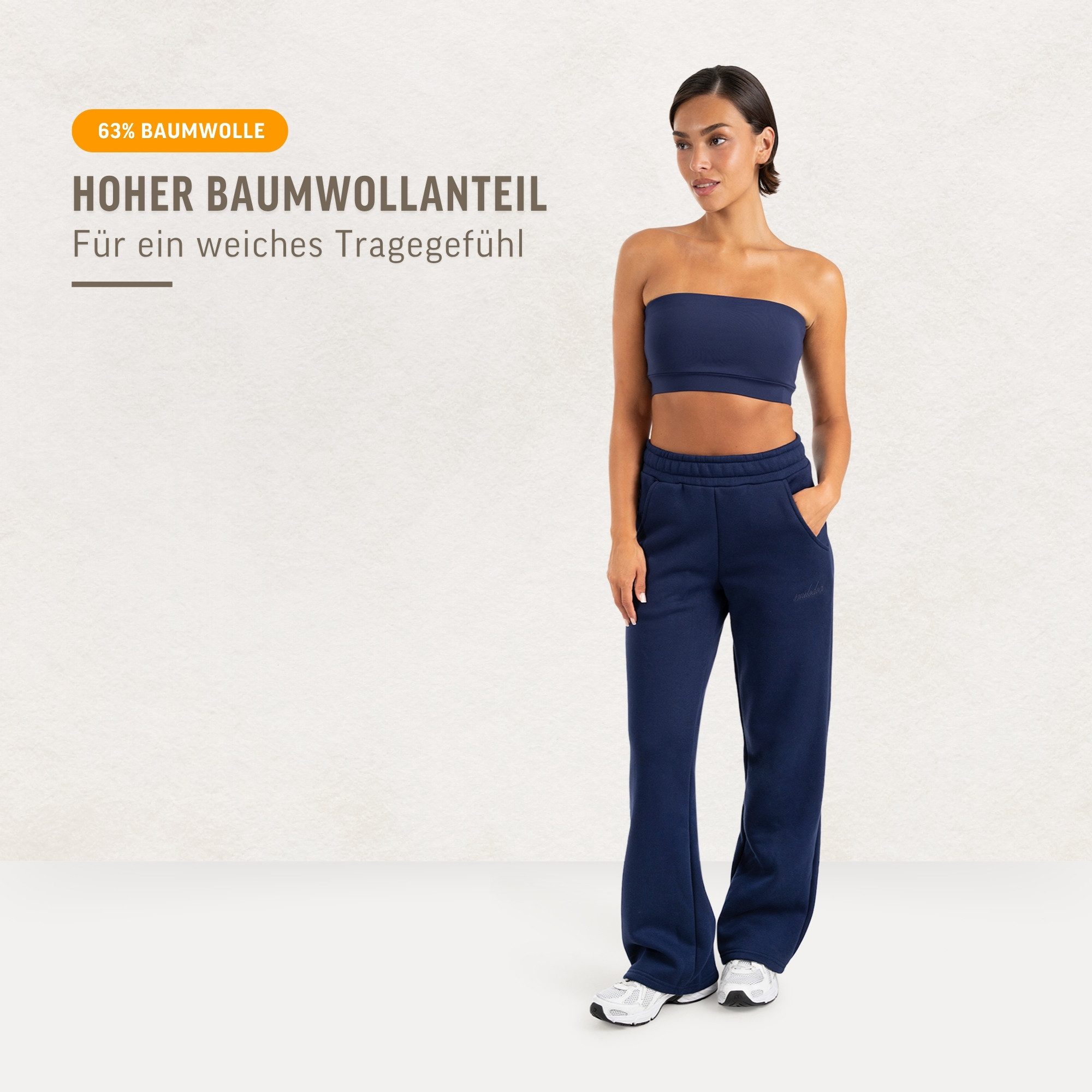 Smilodox Jogginghose Finy Jogger Damen, Loose Fit, Wide Leg, Baumwolle, für Gym & Alltag Baumwollmix, Tunnelzug, elastischer Bund, weich, Komfort