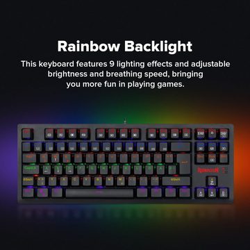 Redragon Redragon S113-KN Tastatur- und Maus-Set, mechanische Regenbogen-Tastatur, QWERTZ-Layout und RGB-Gaming-Maus