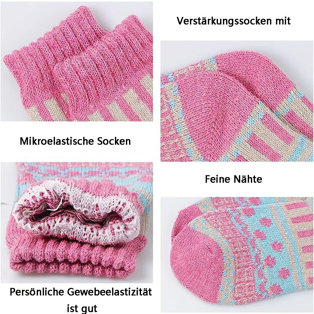 GelldG Wollsocken, Socken Paar Damen Socken weich warm gesprenkelt 5 Wintersocken atmungsaktiv