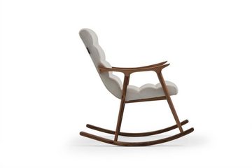 JVmoebel Schaukelstuhl Schaukelstuhl Sessel Ohrensessel Stoff Holz 1 Sitzer Modern Braun Weiß (1 St), Made in Europa
