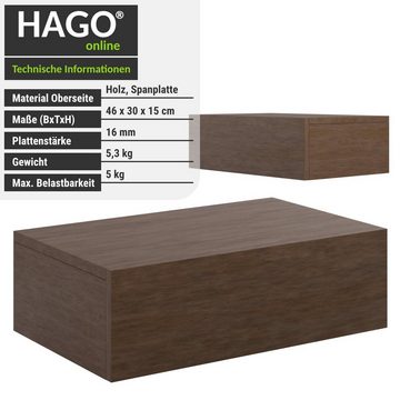 HAGO Nachttisch Premium Nachttisch Wandregal Kommode Wandboard Nachttischschrank mit