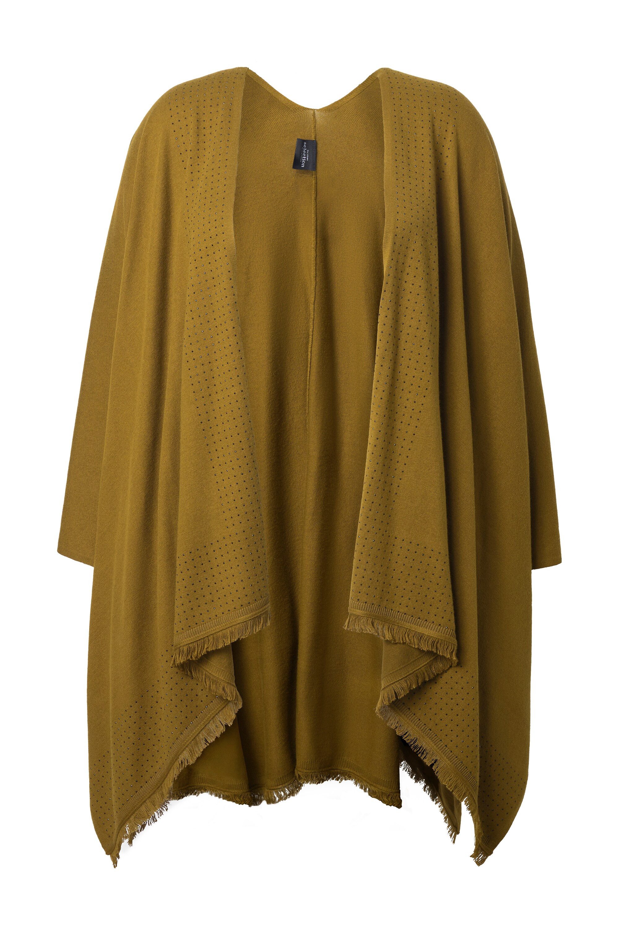 Ulla Popken Strickjacke Strickponcho Oversized Ziersteine offene Form