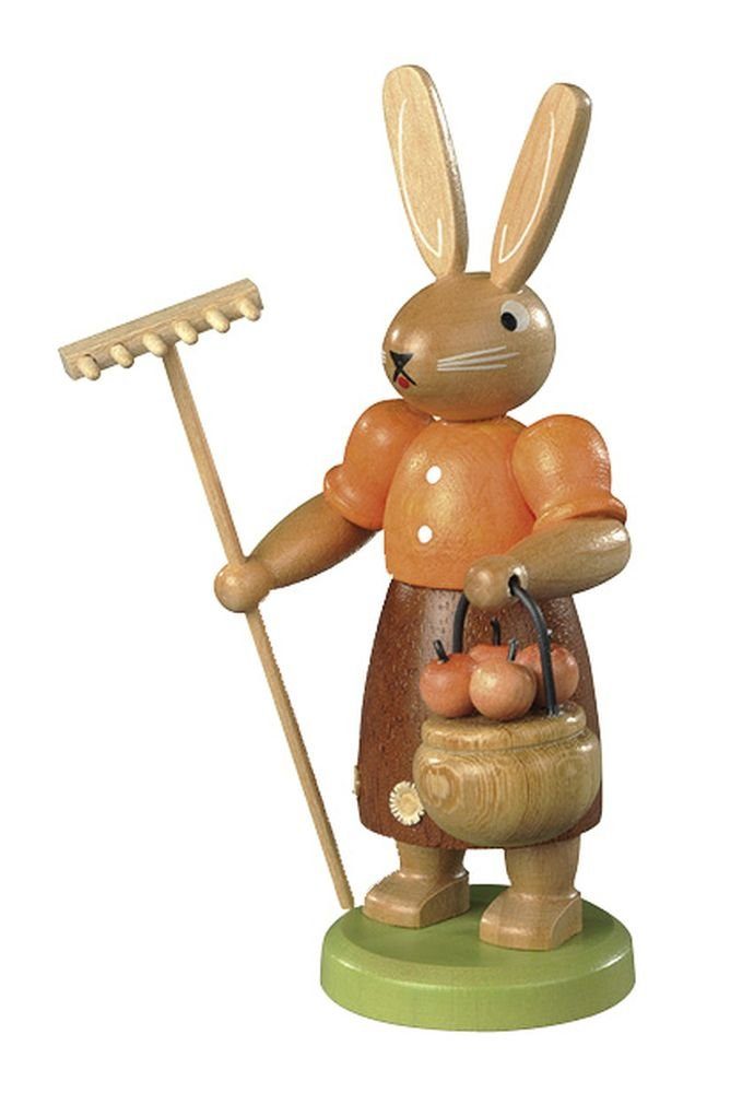 Müller Kleinkunst GmbH Seiffen Osterhase Osterfigur Hasengärtnerin farbig lassiert klein Höhe 11cm NEU