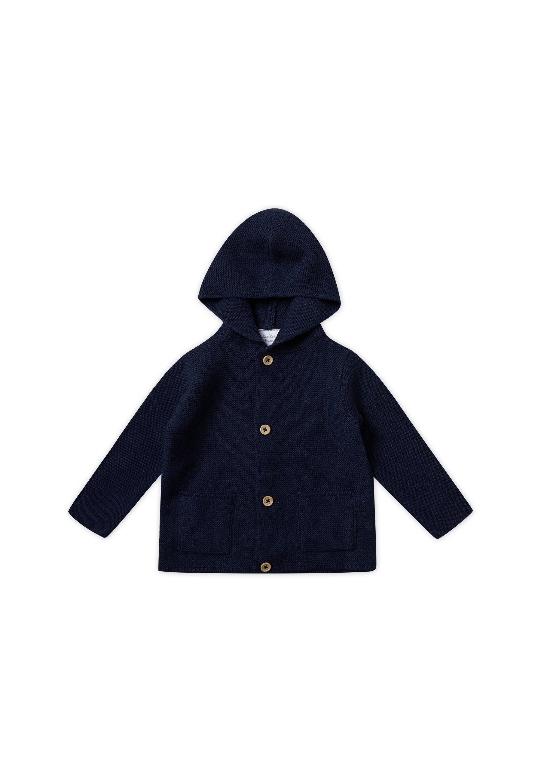 Stellou & friends Kapuzenstrickjacke Strick-Cardigan mit Kapuze navy