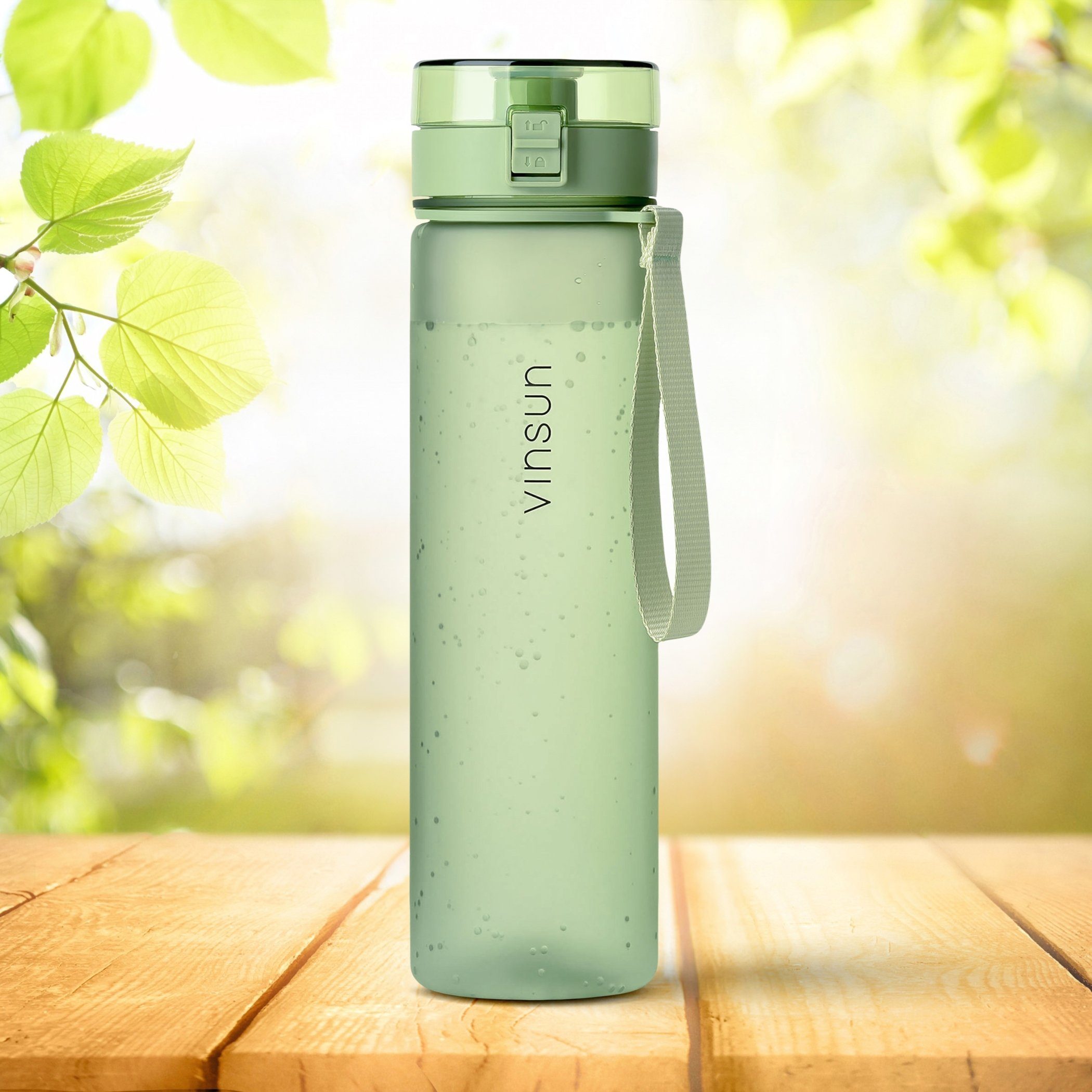 Vinsun Trinkflasche Trinkflasche 1L, BPA und Grün, geeignet, Geruchs- Kohlensäure, frei, Hell - auslaufsicher auslaufsicher Geschmacksneutral, Kohlensäure