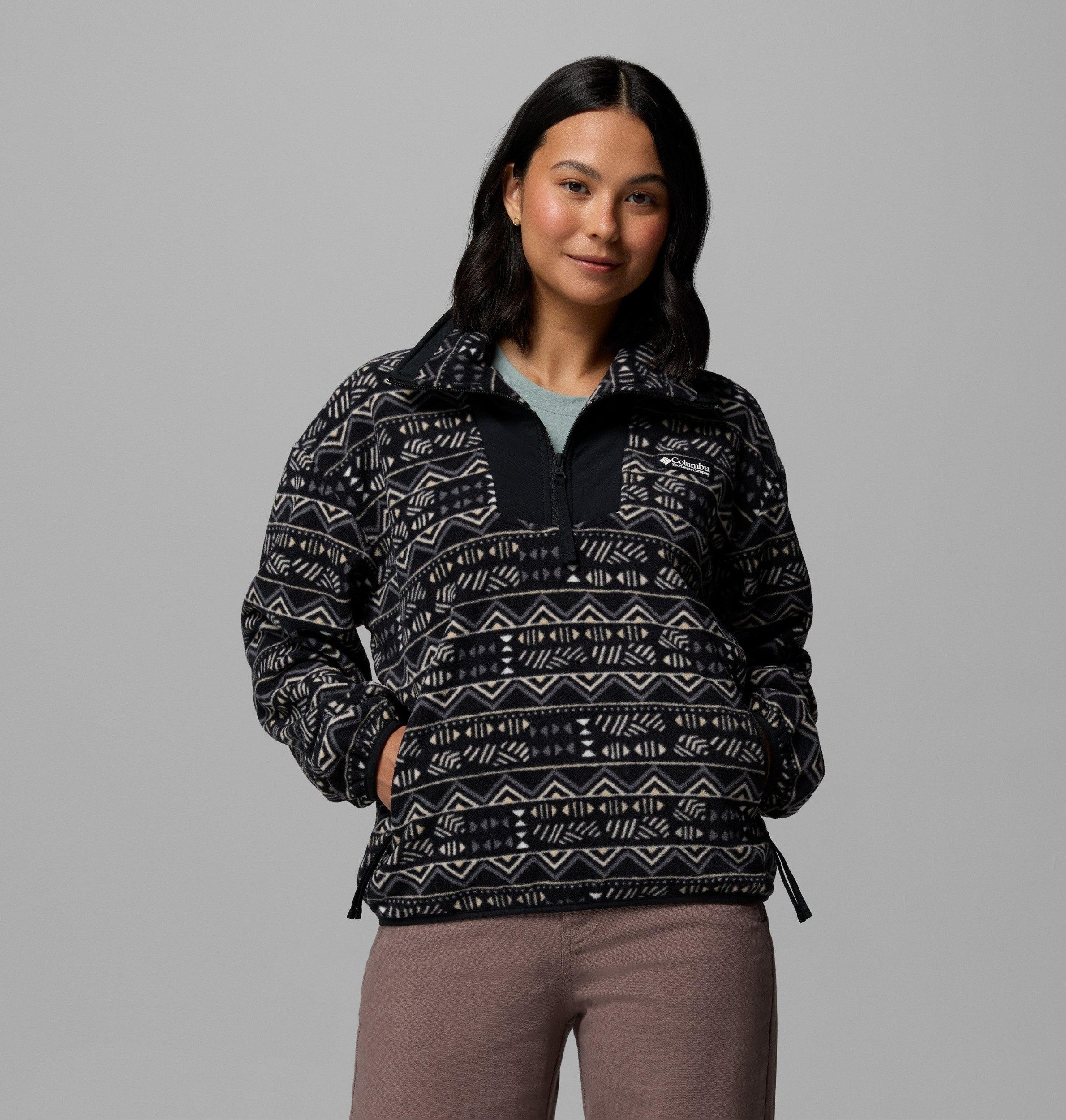 Columbia Rollkragenpullover Sequoia Grove Printed Half Zip BLACK, HORIZONS