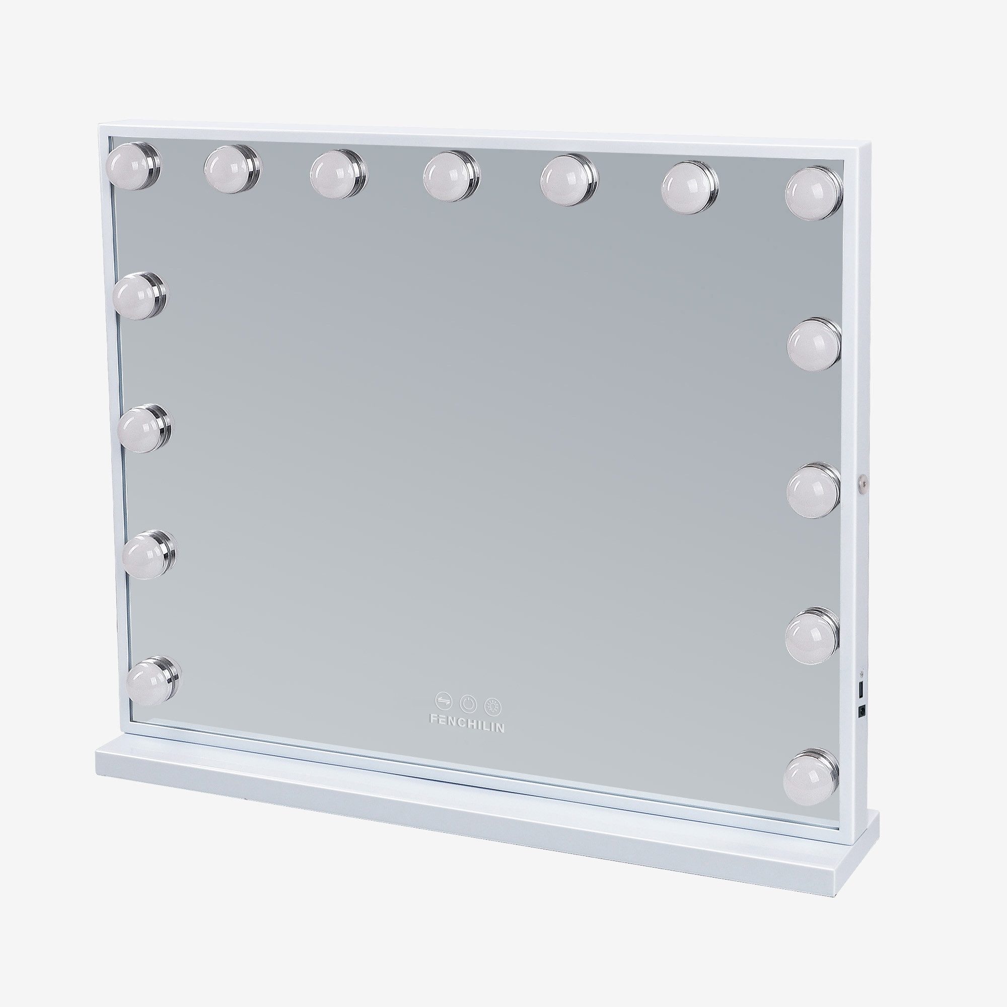 FENCHILIN Schminkspiegel mit LED Lichtleiste weiß 58/46 cm – Bild 3 von 5