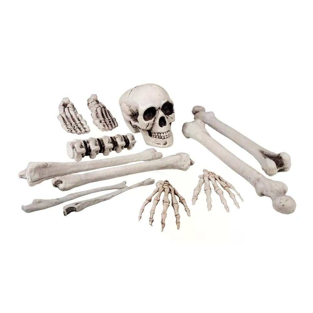 Boland Kostüm Satz Totenkopf und Knochen 12-teilig 23 cm Halloween Deko Set Party, Knochen bis zu 23 cm groß für realistische Optik