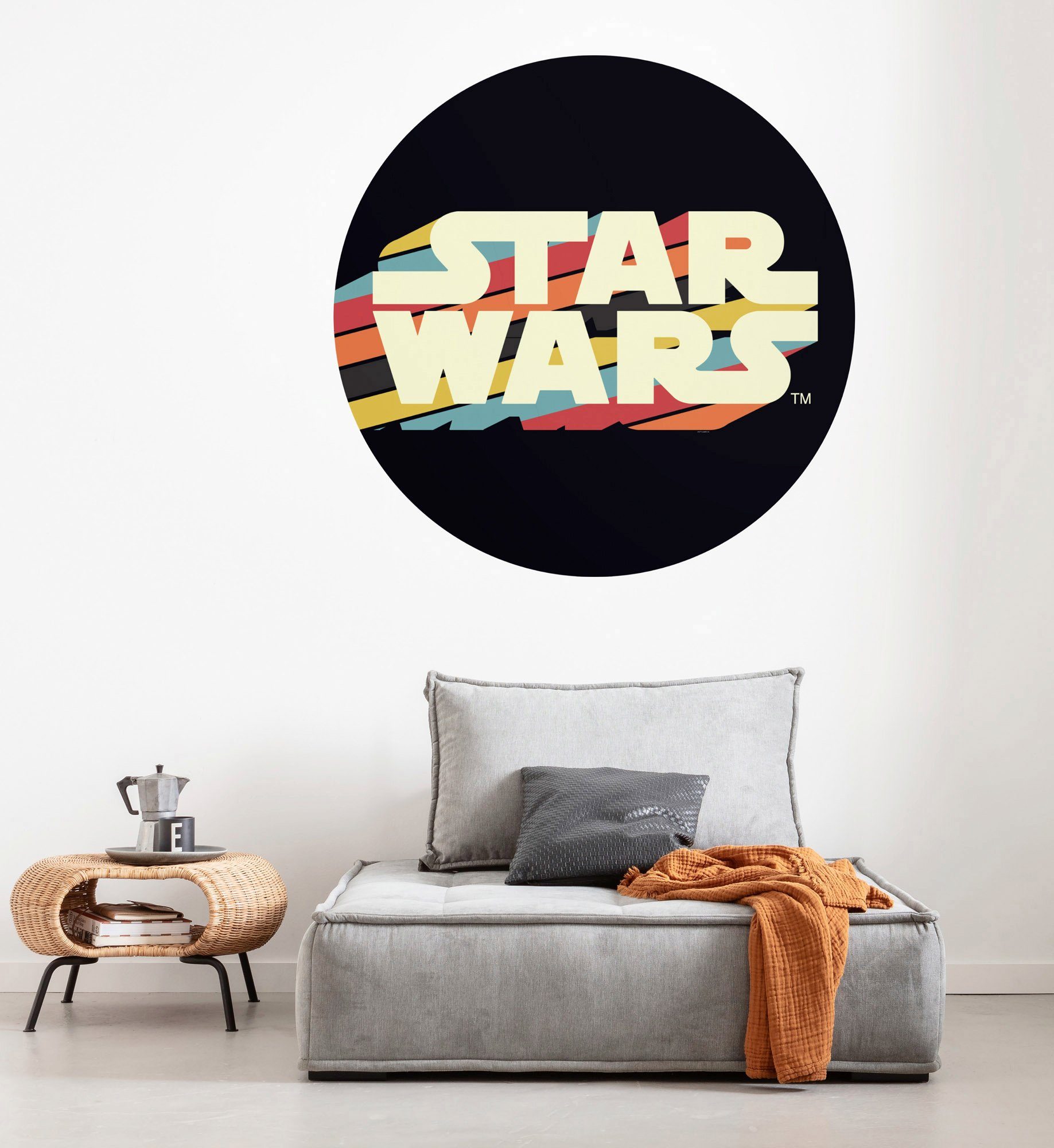 Komar Fototapete Vlies selbstklebend - Star Wars Typeface - Größe 125 x 125 cm, glatt, bedruckt, Kinderzimmer